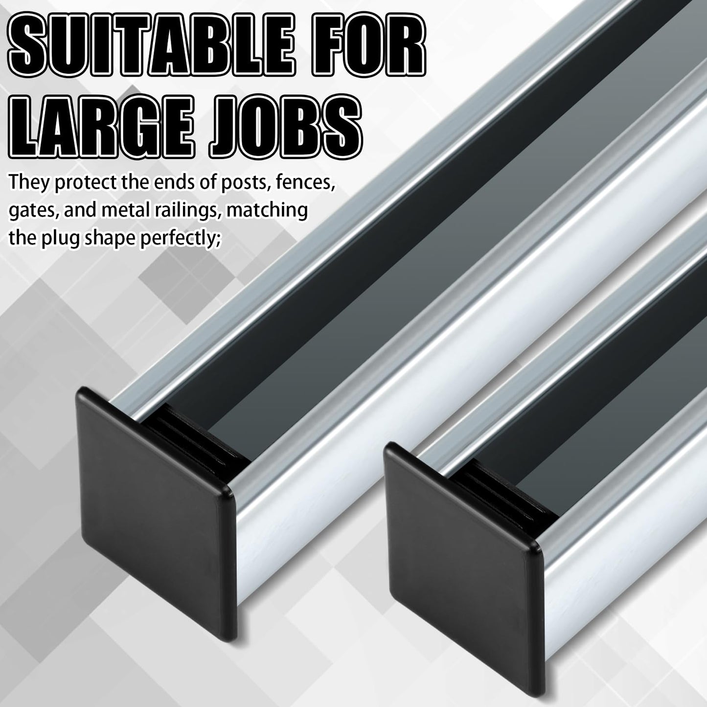 MorningRo 50 Pcs 1-5/8" Black Square Plastic Strut Channel End Caps PVC Strut Channel Safety End Caps Rectangle Plug Frame Protectors