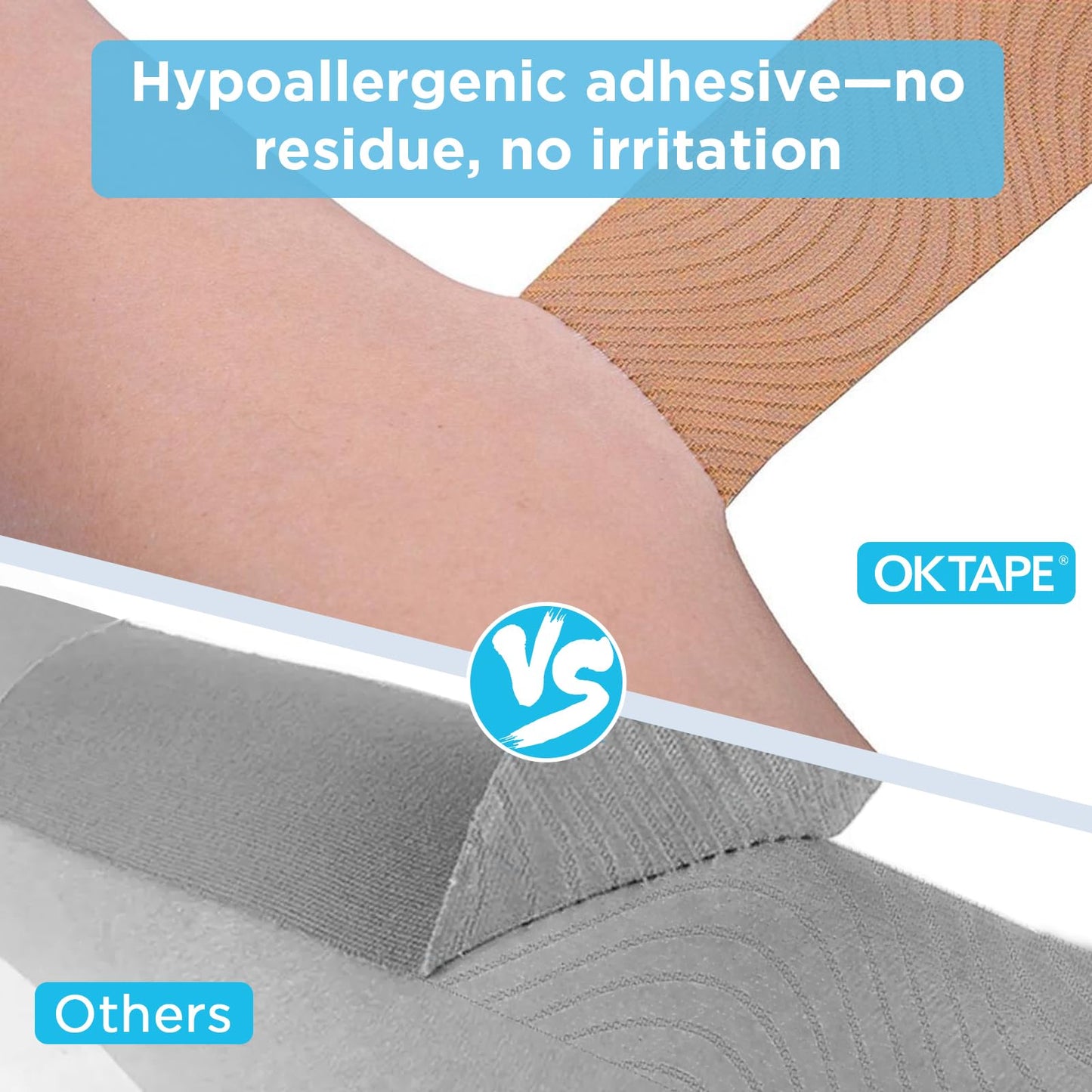 OK TAPE Kinesiology Tape Pre Cut Strips Bulk (100 PCS),Elastic Cotton Latex Free Hypoallergenic Athletic Tape Roll for Muscle Joint Knee,Waterproof 2in×10in/PCS