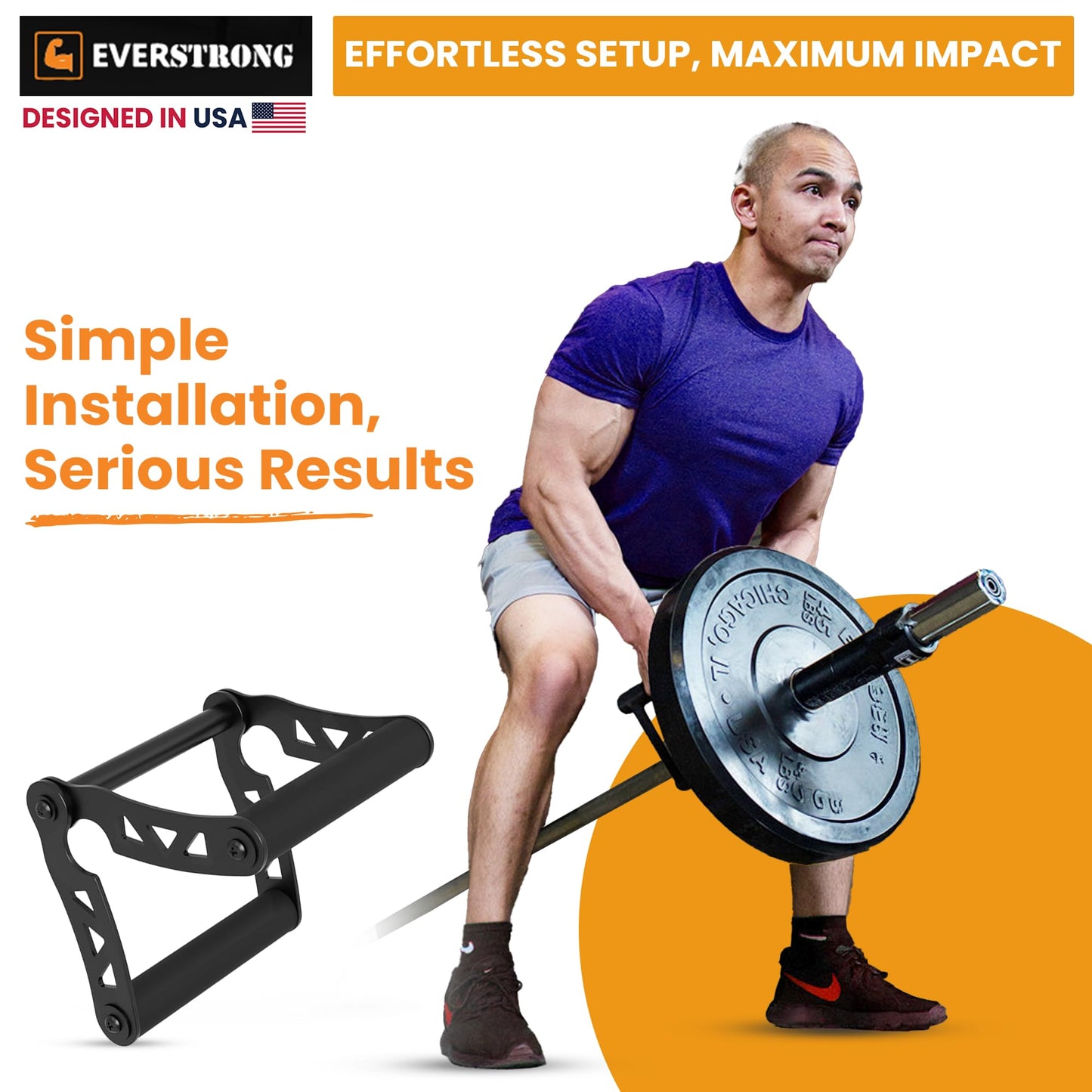 T Bar Row Attachment with V Bar Attachment Landmine Handle - 360 Swivel Landmine for Barbell Grips for Full-Body Workout in Home Gym - Small Spaces - Deadlifts, Squats, and More by EVERSTRONG