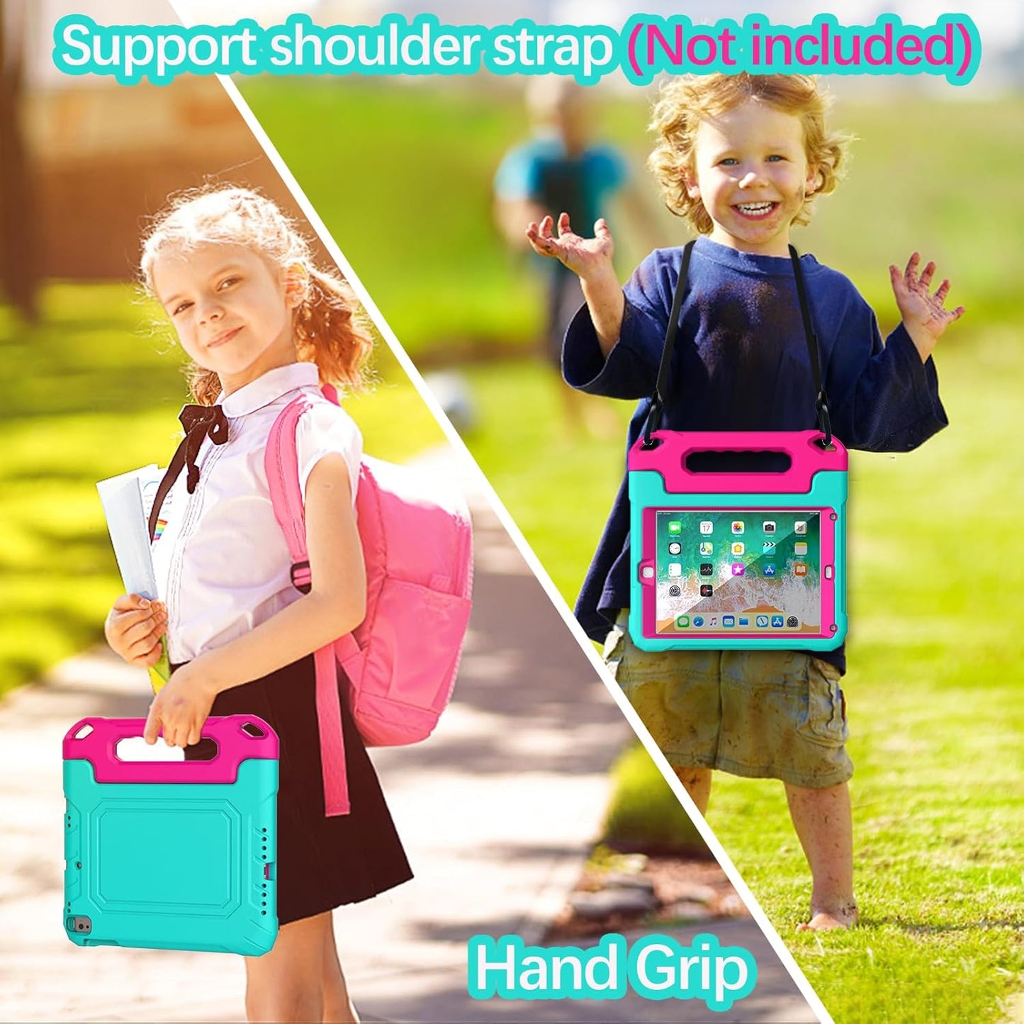 YH YIHE 9.7 Inch 9.7 6th/5th 2018/2017, 2/1& 9.7, YIHE Kids Case for iPad with Screen Protector, Shockproof Handle