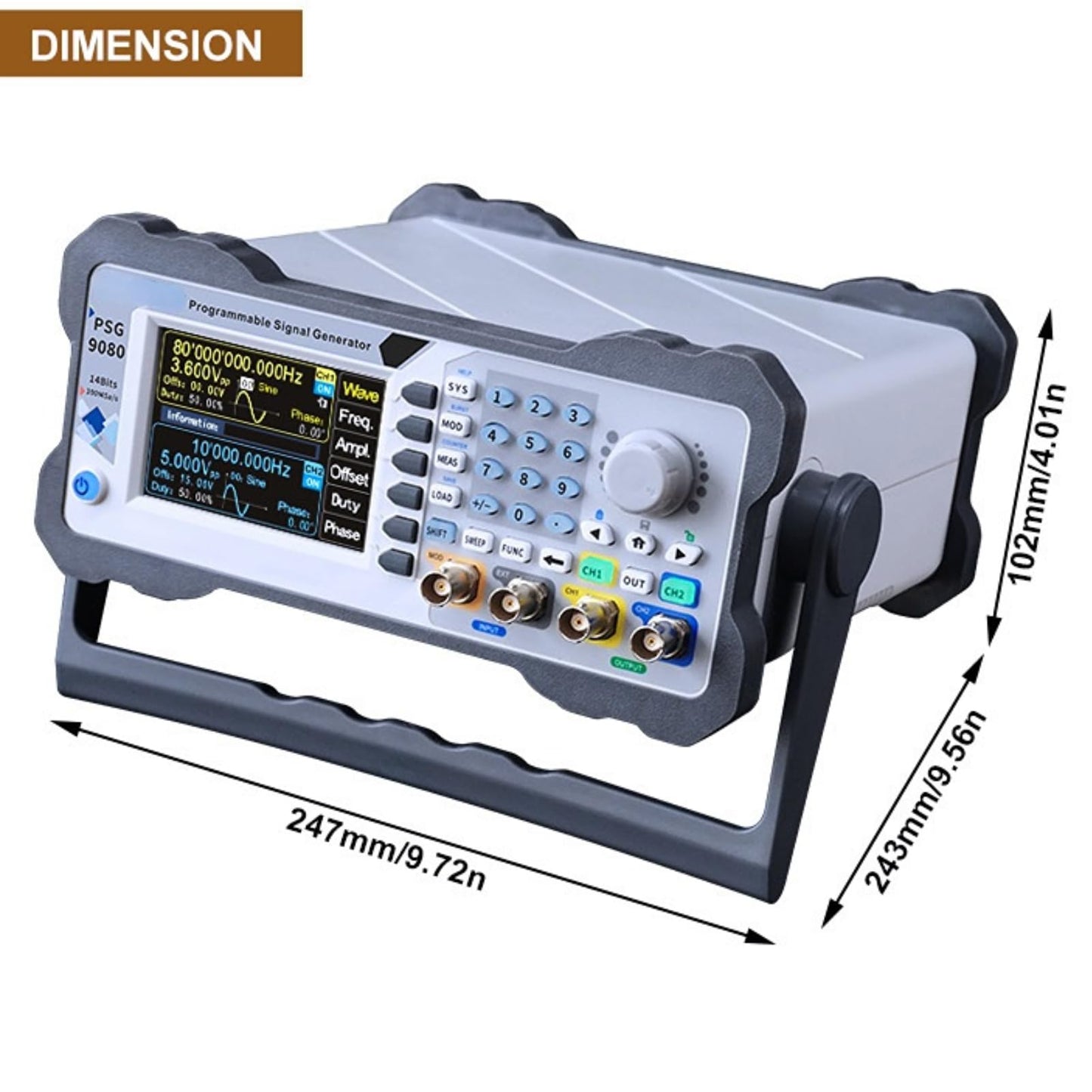 PSG9080 Programmable DDS Signal Generator 80MHz Dual Channel Arbitrary Waveform Function Generator Frequency Meter 300 MSa/s Counter High Precision 3.5inch Screen for Industrial Debugging