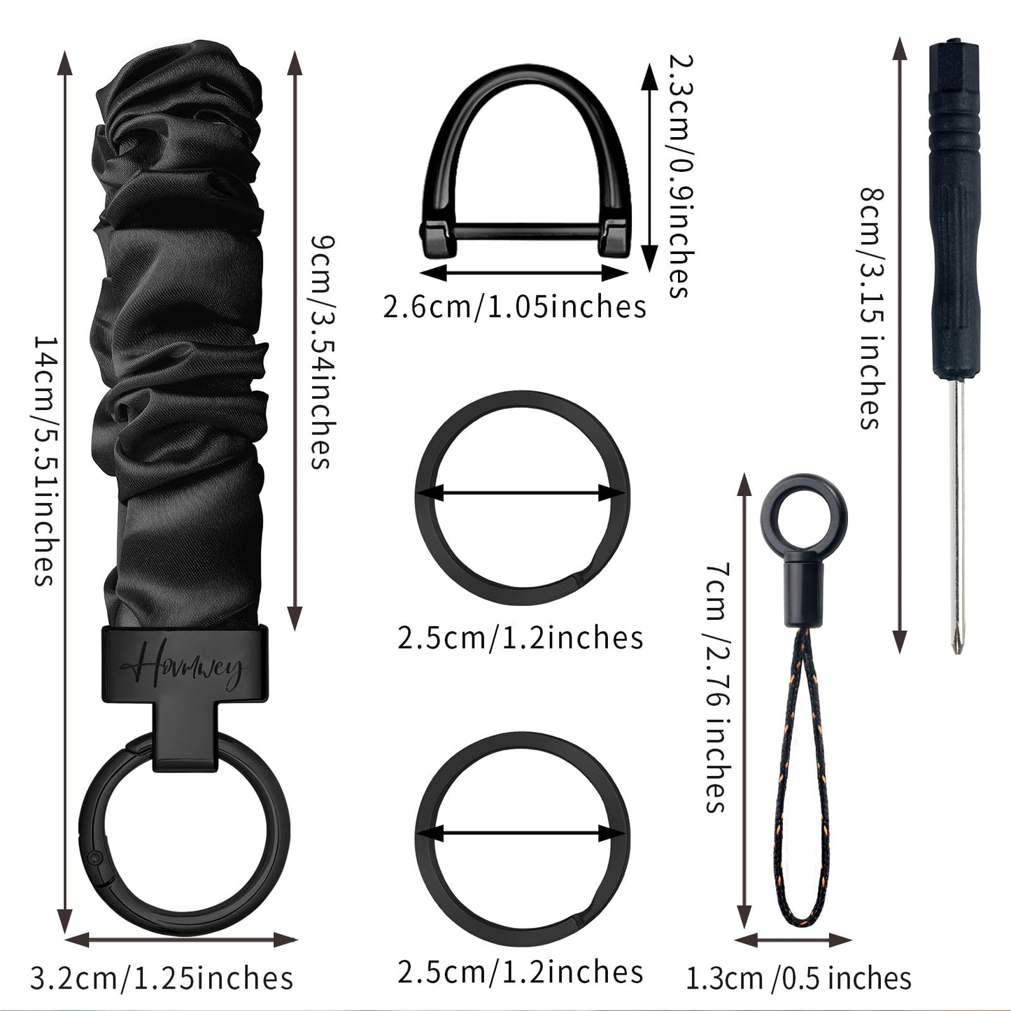 Hovmwey Stretchy Scrunchie Keychain Wristlet, Cute Key Chain Wrist Lanyard Strap for Women Men Car Keys ID Badges Wallet