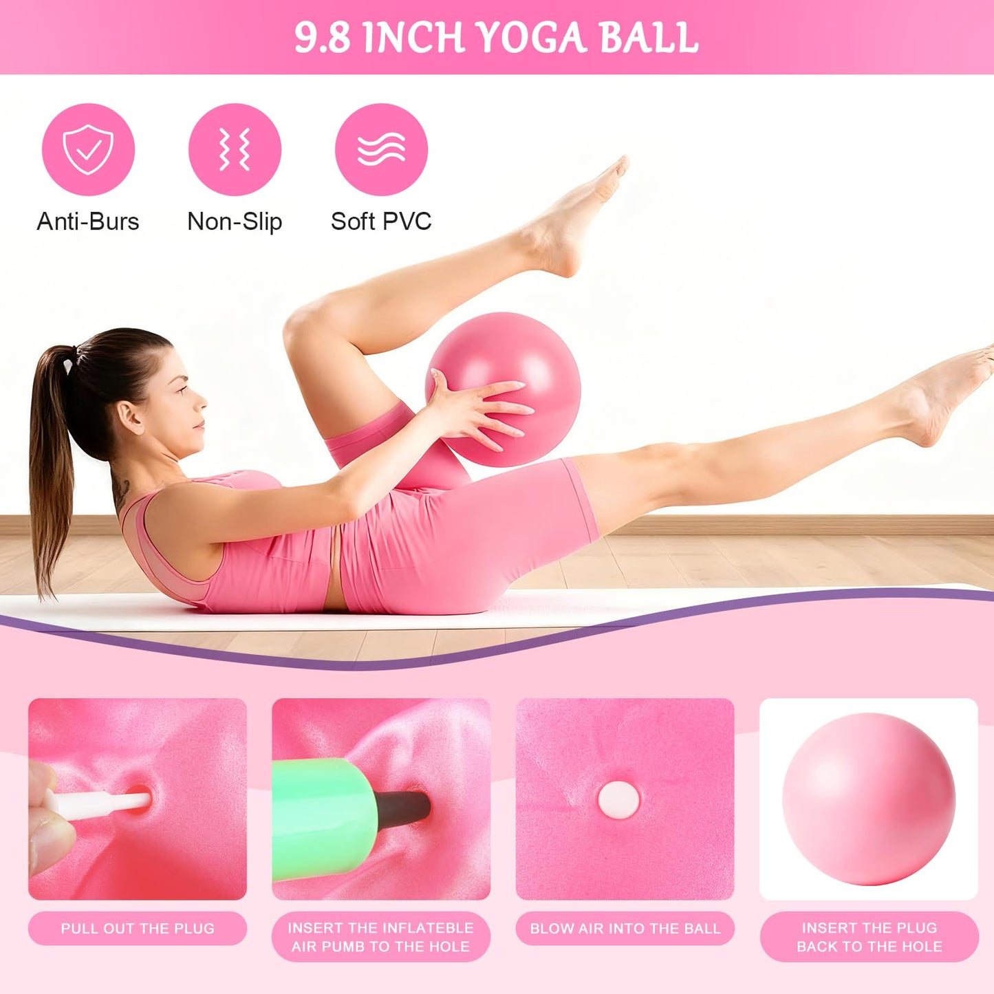 Home Pilates Kit for Women, Pilates Ring Set, Pilates Equipment Kit for Women Home Workouts, Pilates Essentials Kit with 15’’ Pilates Ring and Ball, Resistance Bands for Strength, Toning, Flexibility