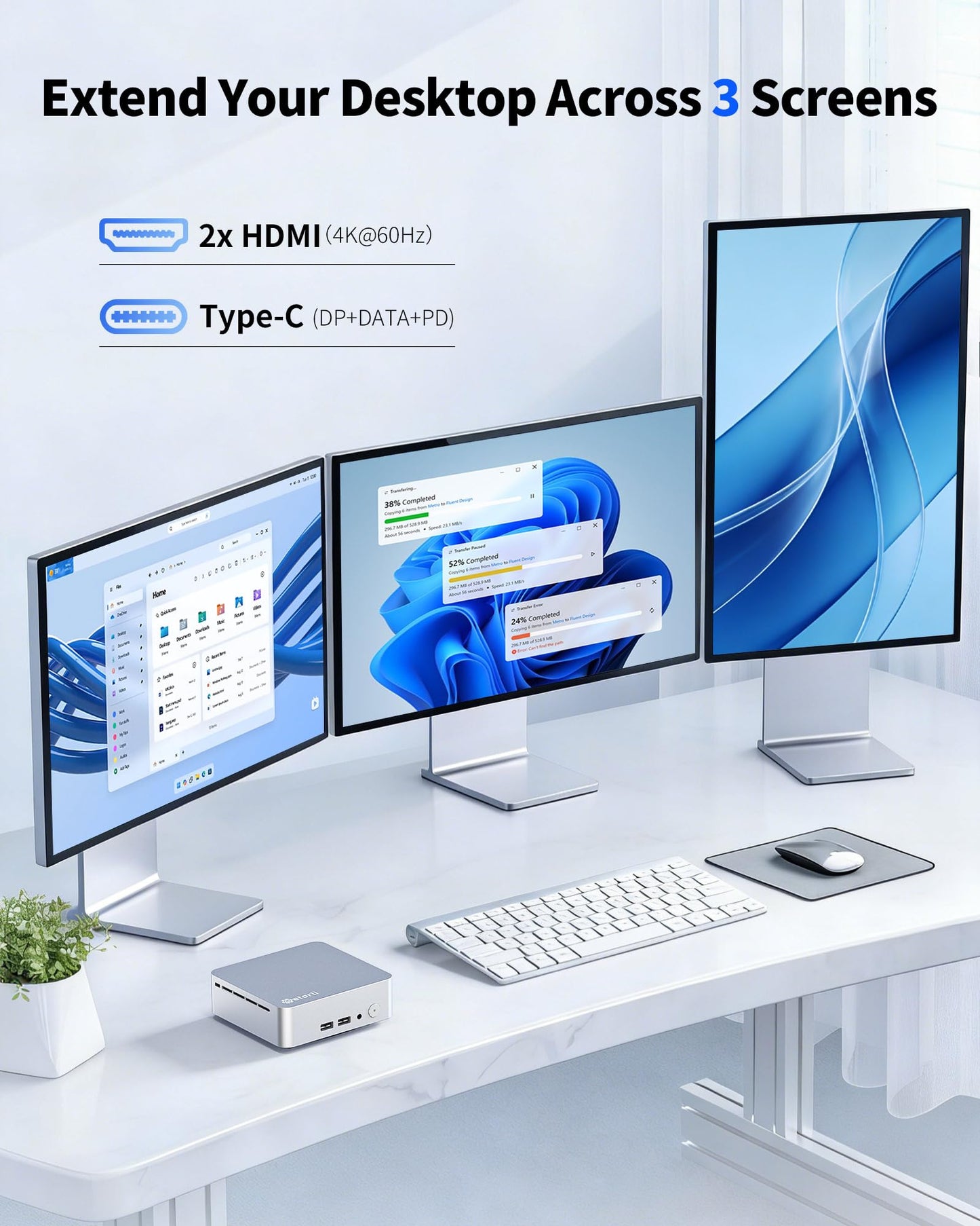 Getorli Mini PC AMD Ryzen 5 3550H (4C/8T, Up to 3.7GHz), 16GB DDR4 1TB NVMe SSD Desktop Computer, Support Triple Display 4K, WiFi 6, BT 5.3, Mini Desktop Computer for Business, Office, Education