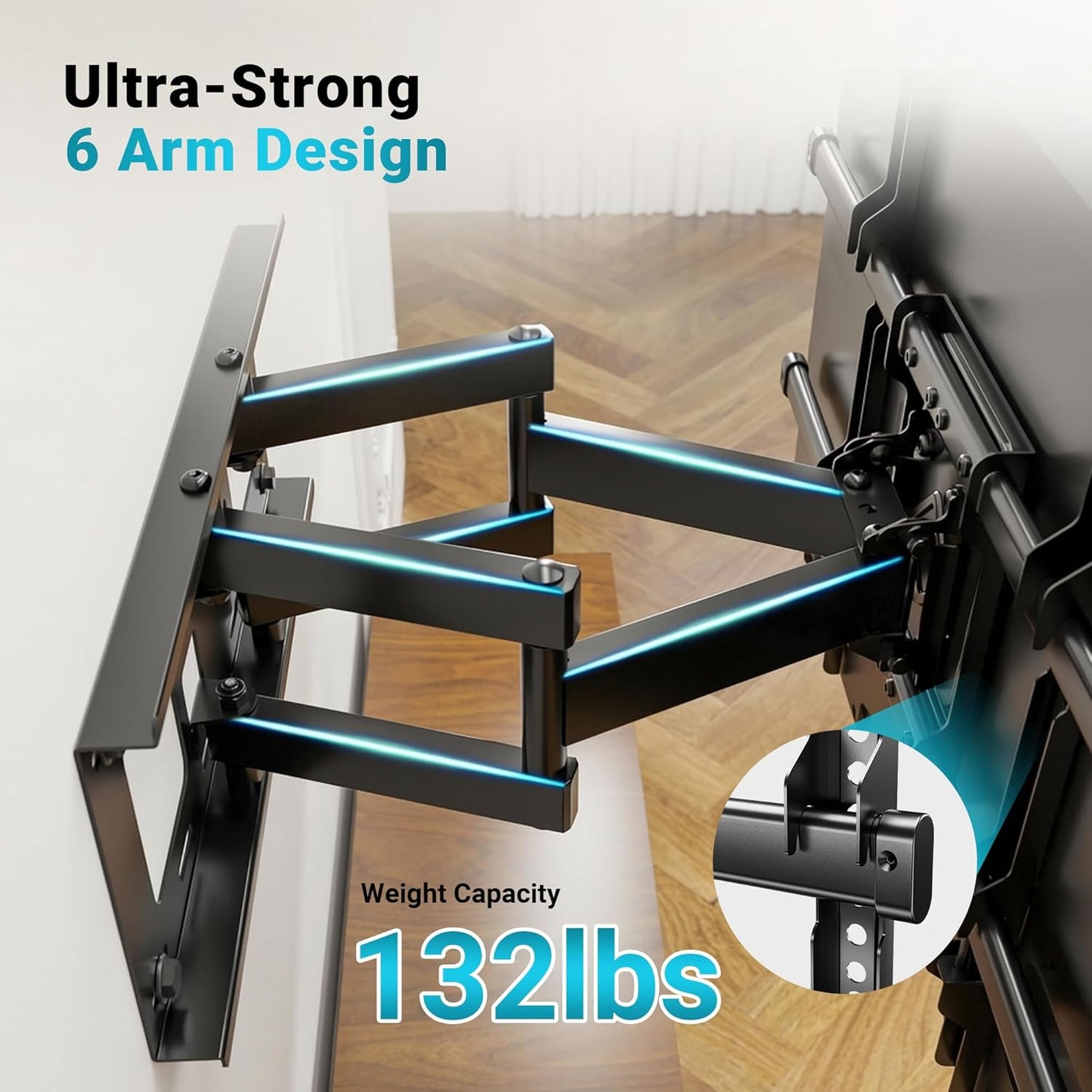 BONTEC 37-85 Inch 132lbs, 600x400mm, 16" Full Motion TV Wall Mount for TVs, Hold up to Max VESA Swivel Tilt Dual Arms