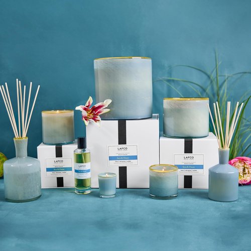 LAFCO New York Classic Reed Diffuser, Sea & Dune - 6 oz - Up to 3 Months Fragrance Life - Reusable Glass Vessel - Natural Wood Reeds - Made in The USA