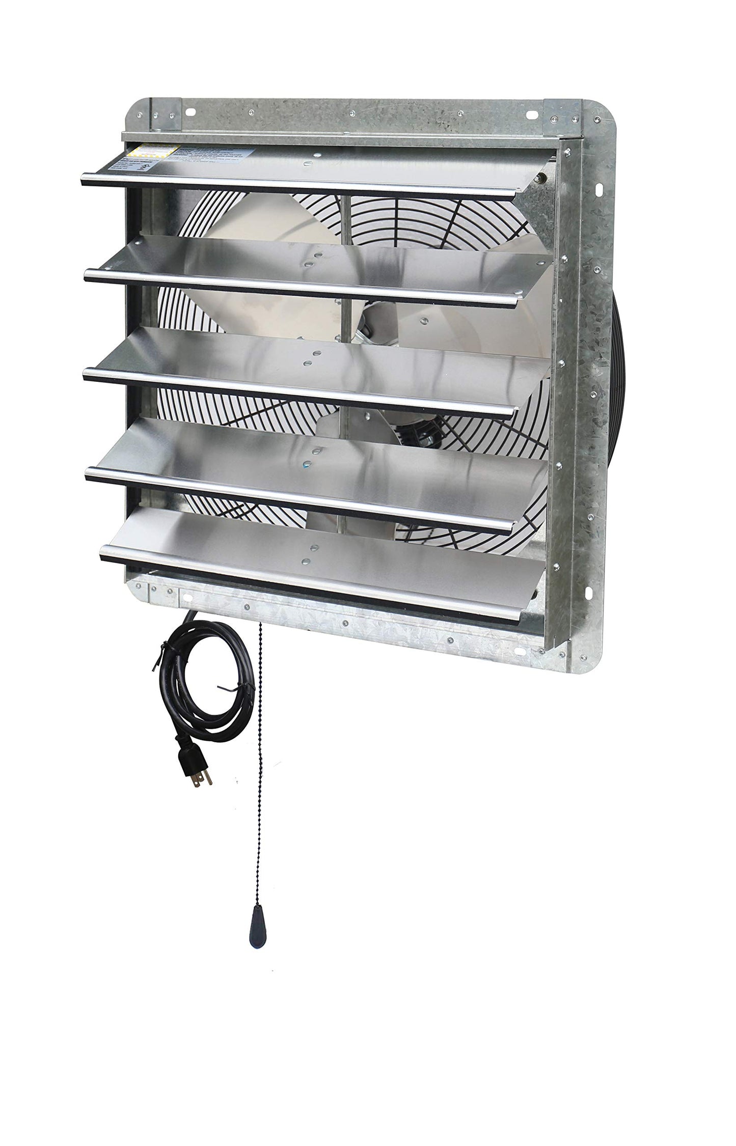 iLiving ILG8SF20V-T 20 inch Shutter Exhaust Attic Garage Grow, Ventilation Fan with 3 Speed Thermostat 6 Foot Long 3 Plugs Cord, 20" - Variable, 3368 CFM, 5000 SQF Coverage Area, Silver