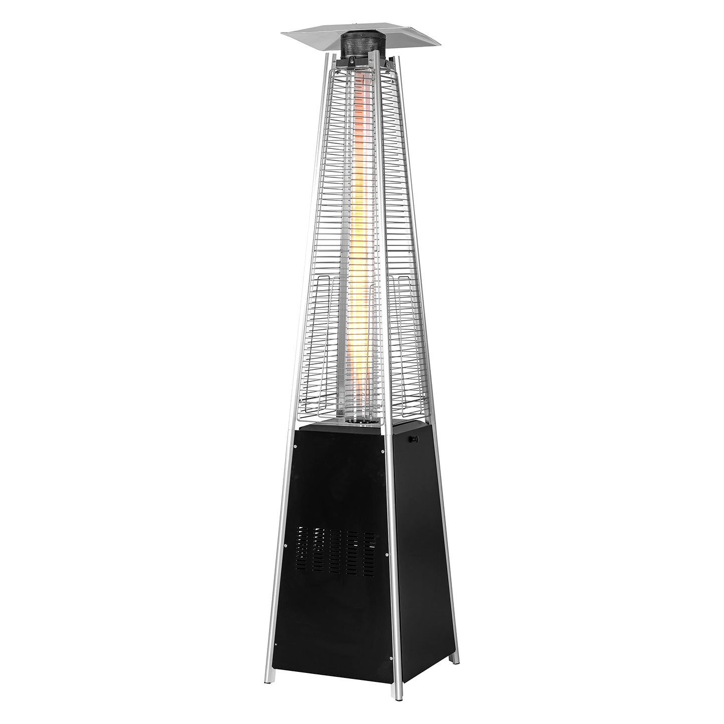 Pyramid Patio Heater,48,000 BTU Outdoor Propane Heater with Glass Tube, Propane Tall Tower Design with Wheels & One-Button Ignition for Backyard, Deck, and Commercial Use