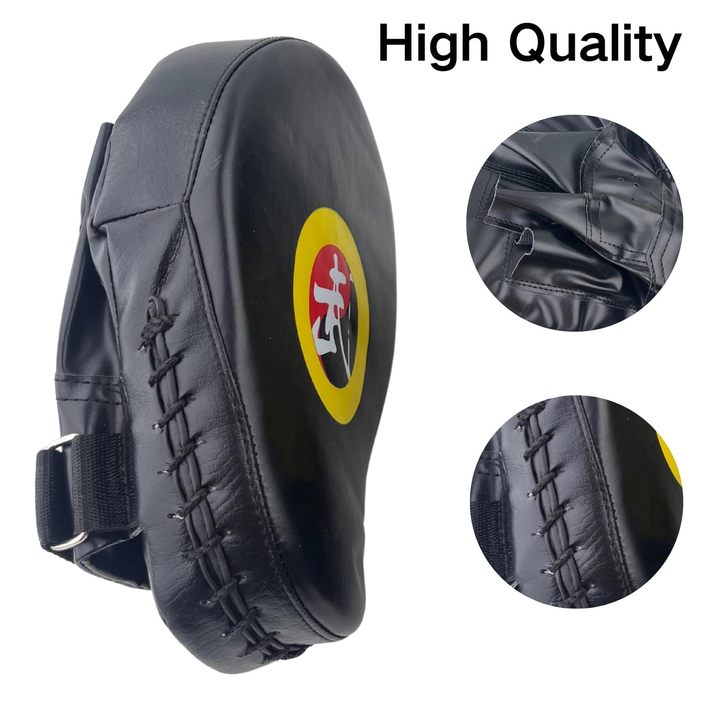 TLBTEK Taekwondo Kick Pad and 2 Curved Punching Mitts Set,PU Muay Thai Pads, MMA Karate Kid Toddler Boxing Set Kickboxing Training Pads Martial Arts Punching Pads Strike Kicking Shield(3 PCS)-Black