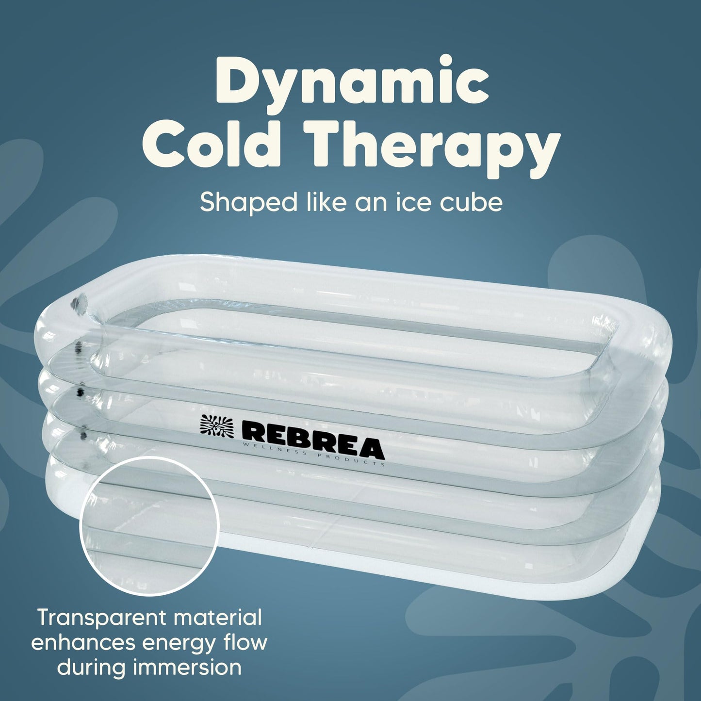 Rebrea Inflatable Ice Bath Tub -XL Clear See Through - Ice Plunge Tub for Cold Water Therapy - Portable Cold Plunge Tub - Indoor & Outdoor - Inflatable Tub for Adults - Ice Tub for Athletes - Cold Tub
