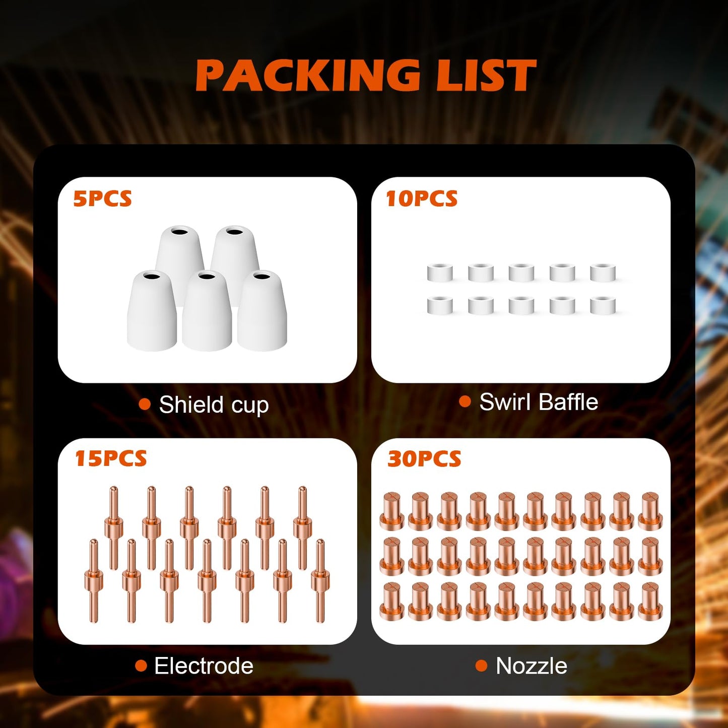 60PCS PT31 Plasma Cutter Consumables, High-Quality Cutting Performance Nozzles, Electrodes & Tips for CUT-40, CUT-50, CT-312Plasma Cutters, Precision Fit Plasma Cutter Torch PT-31 JG-40 LG-40