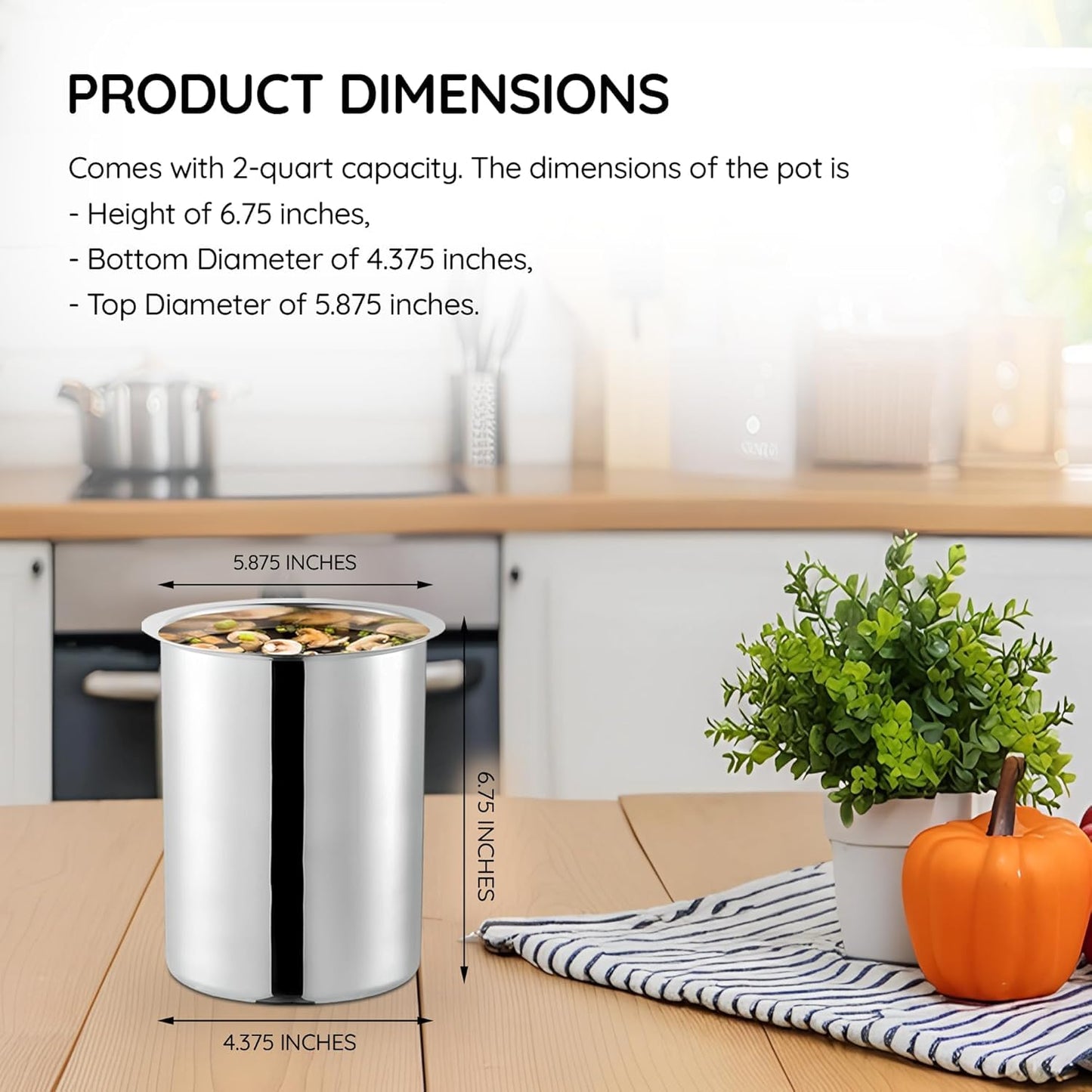 OCS Parts 6-Pack 2 Quart Bain Marie Pot | 6-3/4" x 4-3/8" Stainless Steel Pot for Warm or Cold Food, Sauces, Soups, or Organizing Cooking Utensils