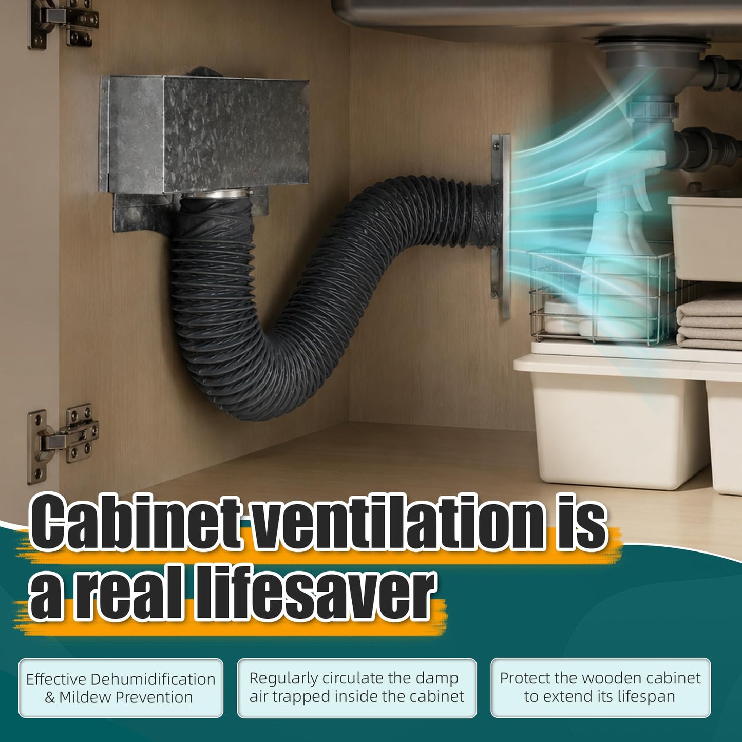 Toe Kick Vent Duct Kit,Under Cabinet HVAC Ducting,Energy Efficient Air Duct Regulator,4" Universal Fit for Kitchen Bathroom Cabinet Toe Kick Space