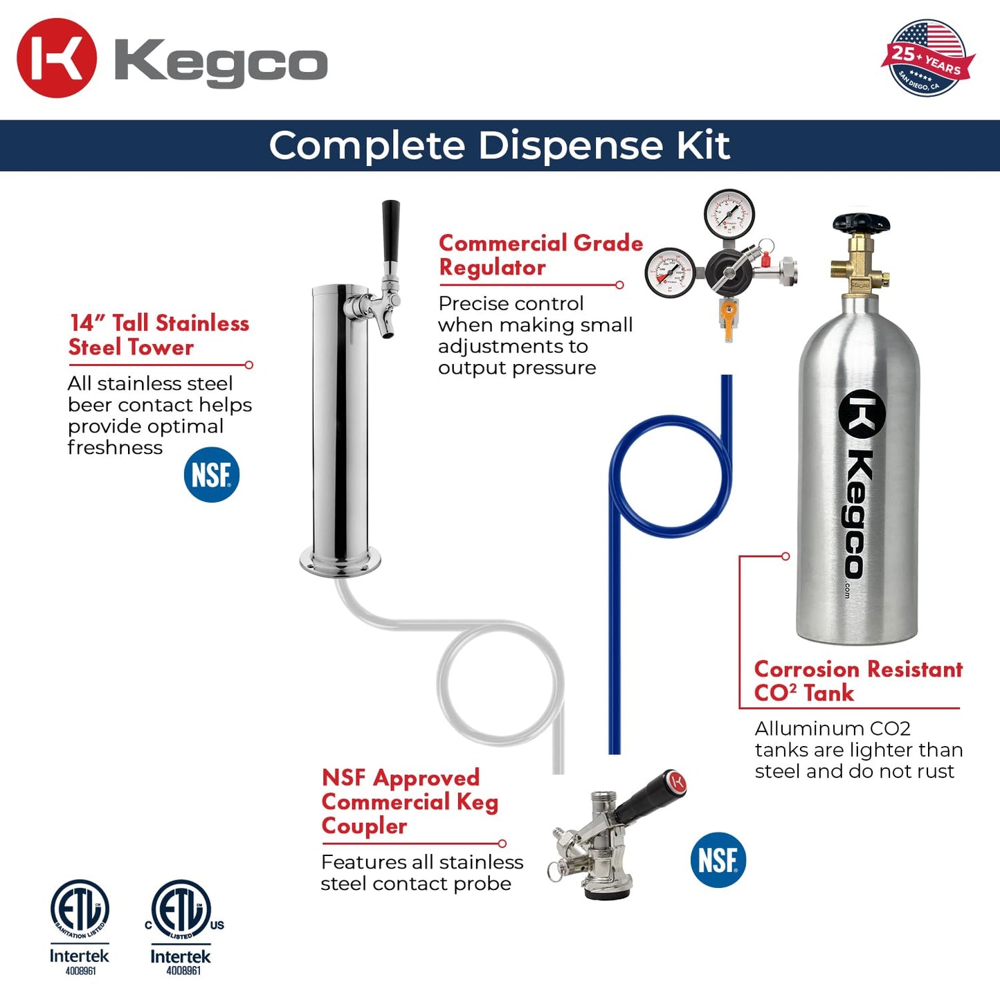 Kegco 3PK309X-1 Keg Dispenser, 1 Tap, Black Stainless Steel