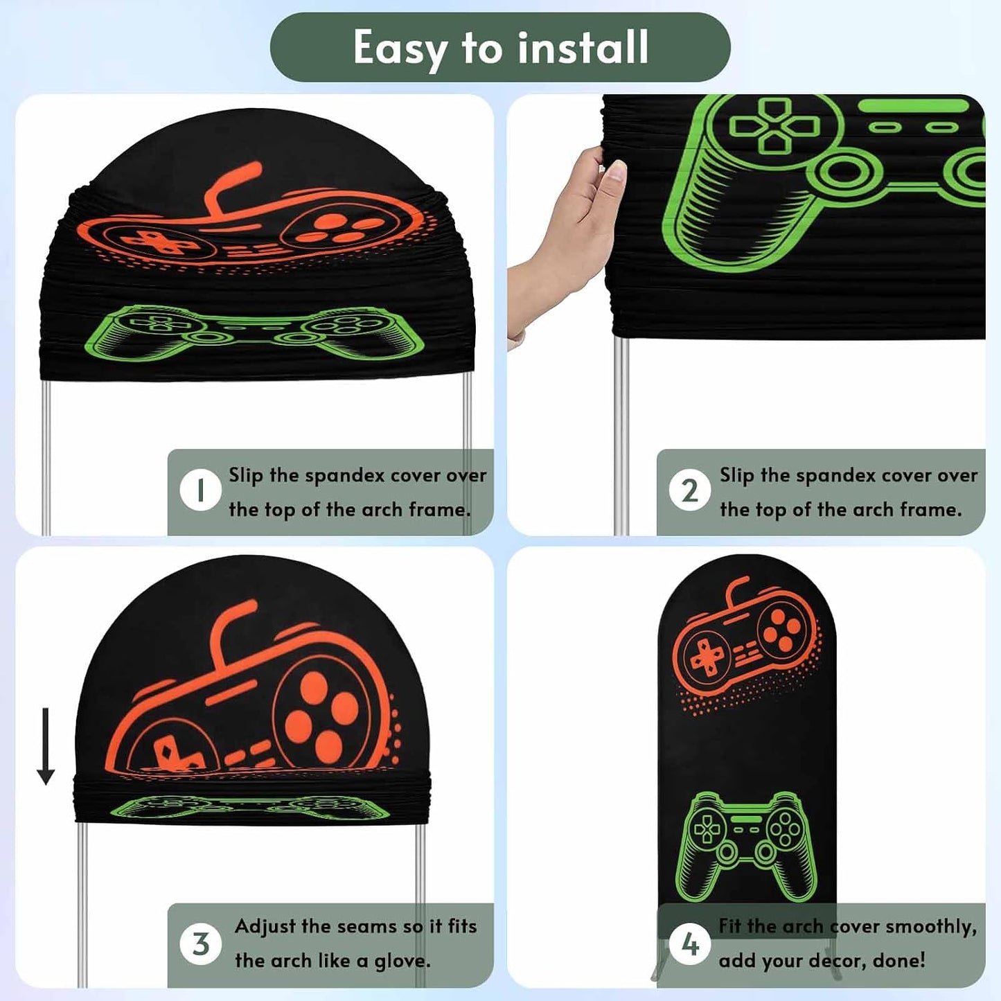 BaqwedCoSz 6 Game Theme Arch Backdrop Cover FT Game Controller Stretchy Elastic Arch Stand Covers Spandex Arched