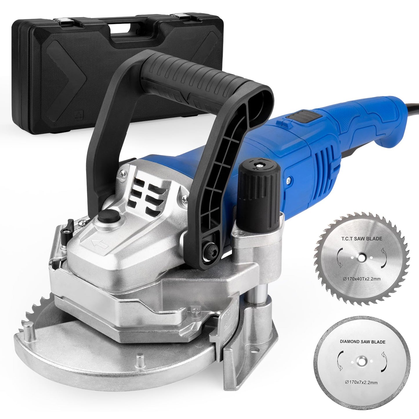 igooo Heavy-Duty Undercut Saw Jamb Saw Kit 1800W 2.5HP 120V 60Hz, with Two 6.5" Alloy Blade (Wood) and One Diamond Blade (Tiles and Masonary), 13ft Cord, Model EUS1800
