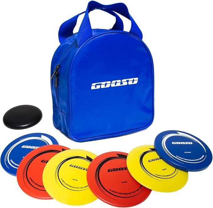 Disc Golf Set - Driver, Mid-Range and Putter Discs with Disc Golf Bag for Outdoor and Backyard, Comfortable Plastic, 6 Pack