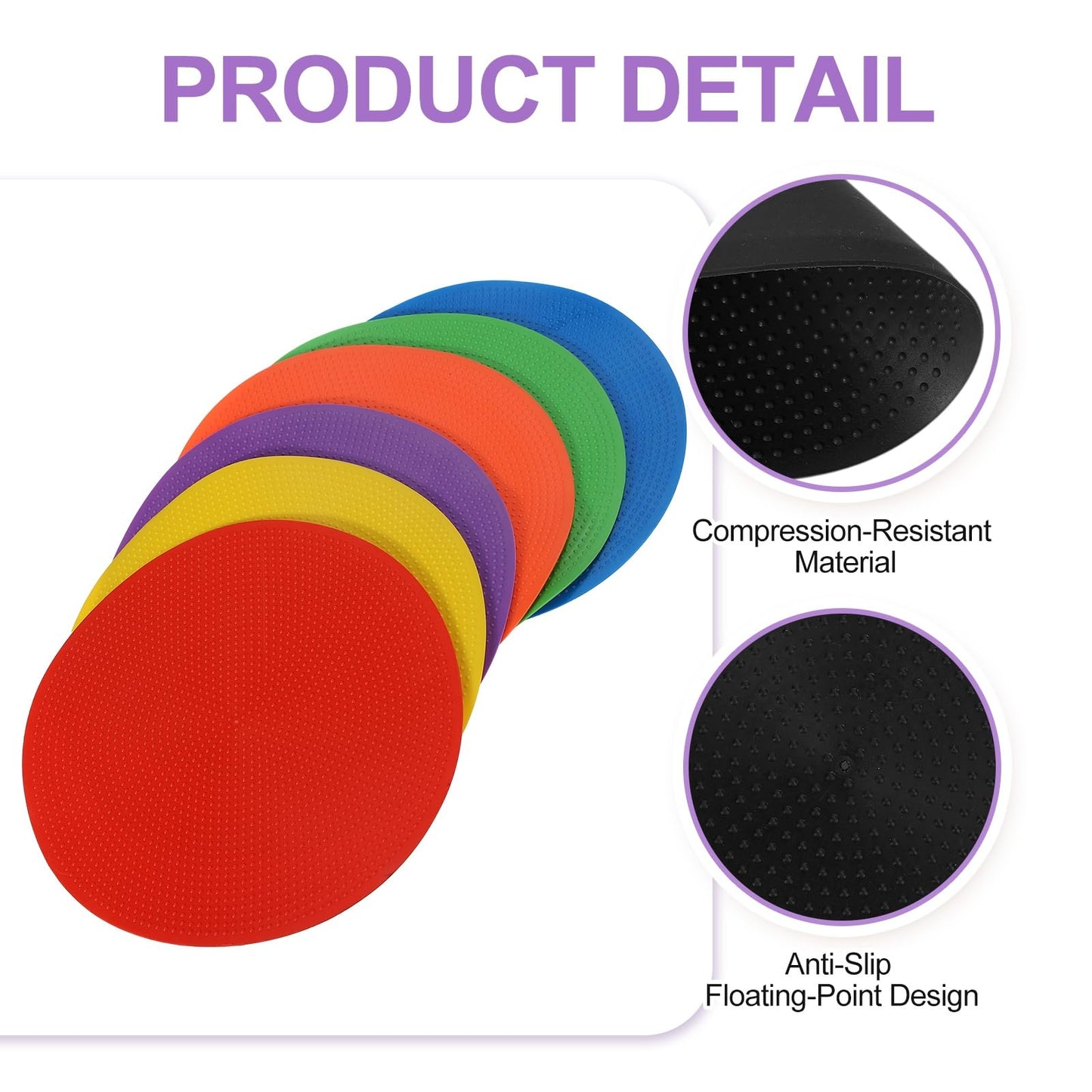 PATIKIL Spot Markers 8 Inch, 12 Pcs Non-Slip Floor Dots Agility Markers Flat Field Cones Poly Dots for Gym PE Speed Training Dance Soccer Basketball Sports, Black