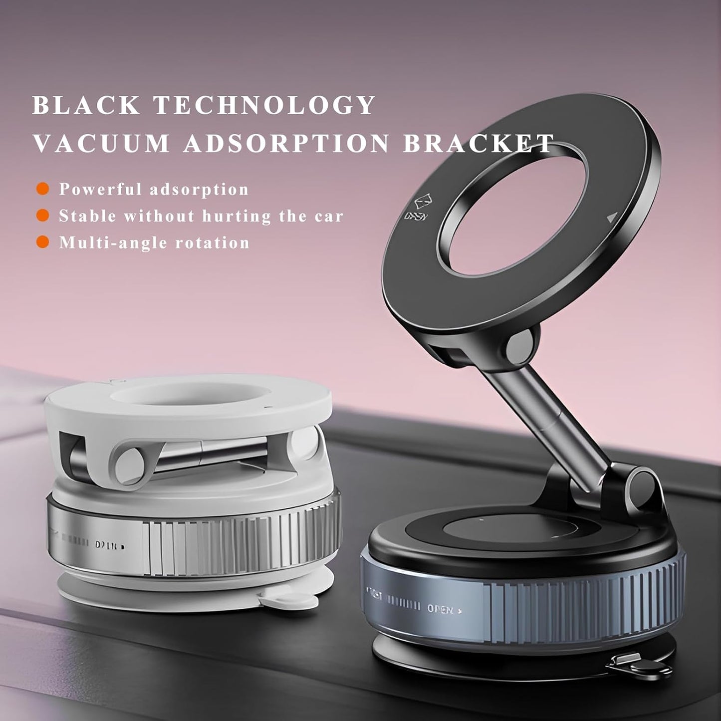 BWBWND 360 Vacuum Magnetic Car Phone Holder, Adjustable Magnetic Vehicle Cellphone Stand Portable Phone Holder