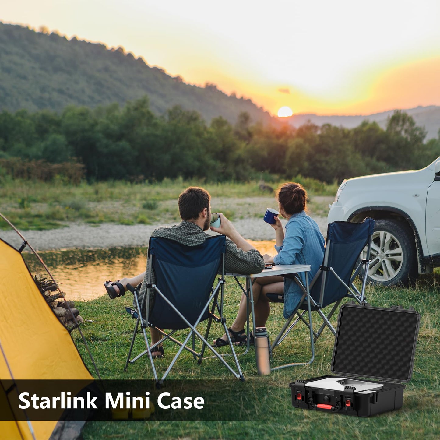 MEKEET Starlink Mini Case, Waterproof Hard case Fits Star Link Mini Dish, Portable Shoulder Dual Carry Options with Precision Cut Foam For Starlink Accessories,Ideal for Travel and Camping