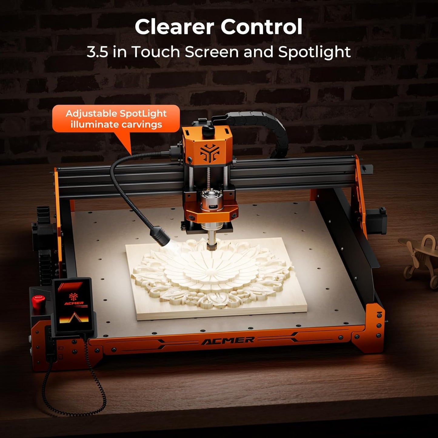 CNC Router Machine,ACMER Ascarva 4S CNC Milling Machine,70W 24V Spindle Power,15.7” x 15.7” x 3.7”,120W Whole Machine Power for Wood Plastic Acrylic MDF Carving Cutting