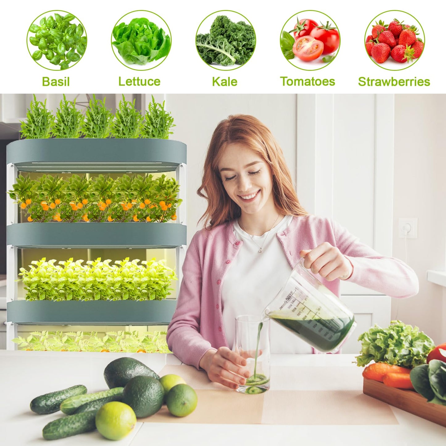Lyfreen 5-Tier 80-Pod Hydroponics Growing System Kit, Vertical Hydroponic Tower with LED Grow Light & Quiet Water Pump,Self-Watering Indoor Herb Garden for Herbs, Lettuce & Vegetables