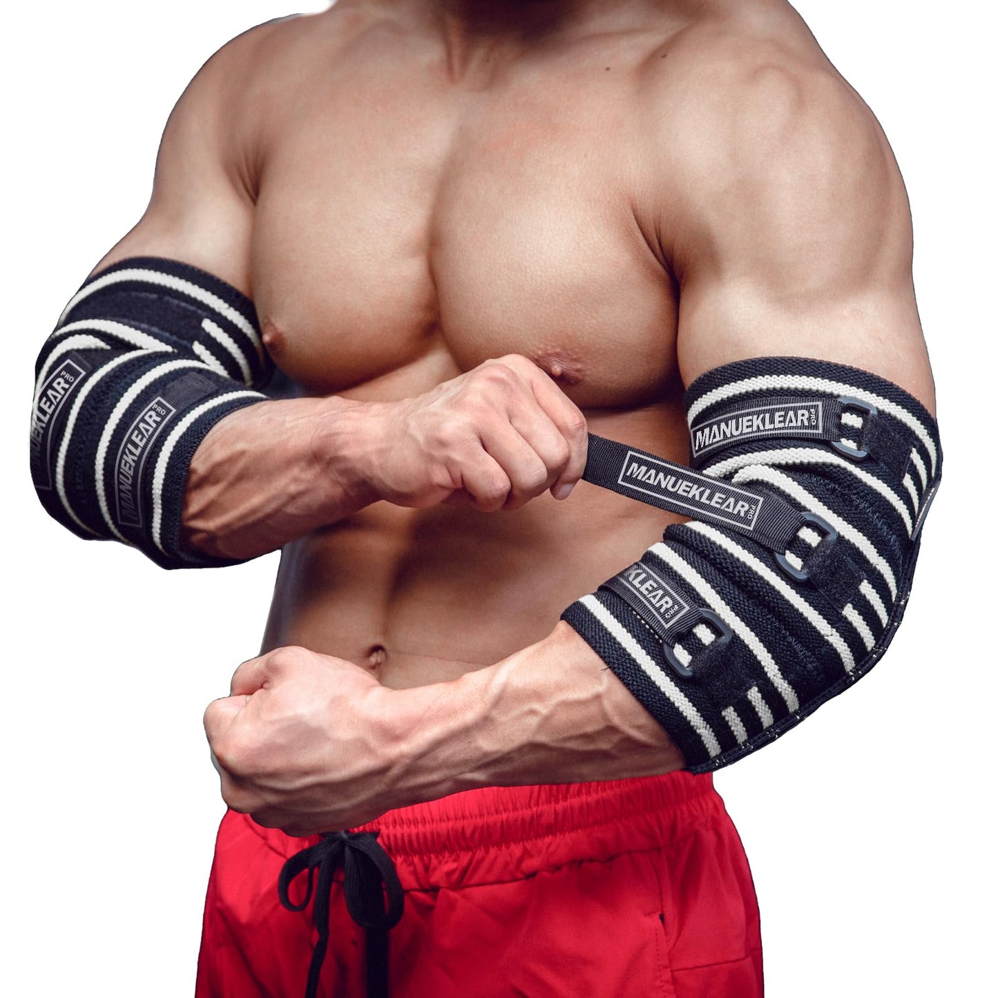 MANUEKLEAR Elbow Sleeves for Weightlifting, Adjustable Elbow Wraps for Weightlifting (XL(12.5"-14.5"))