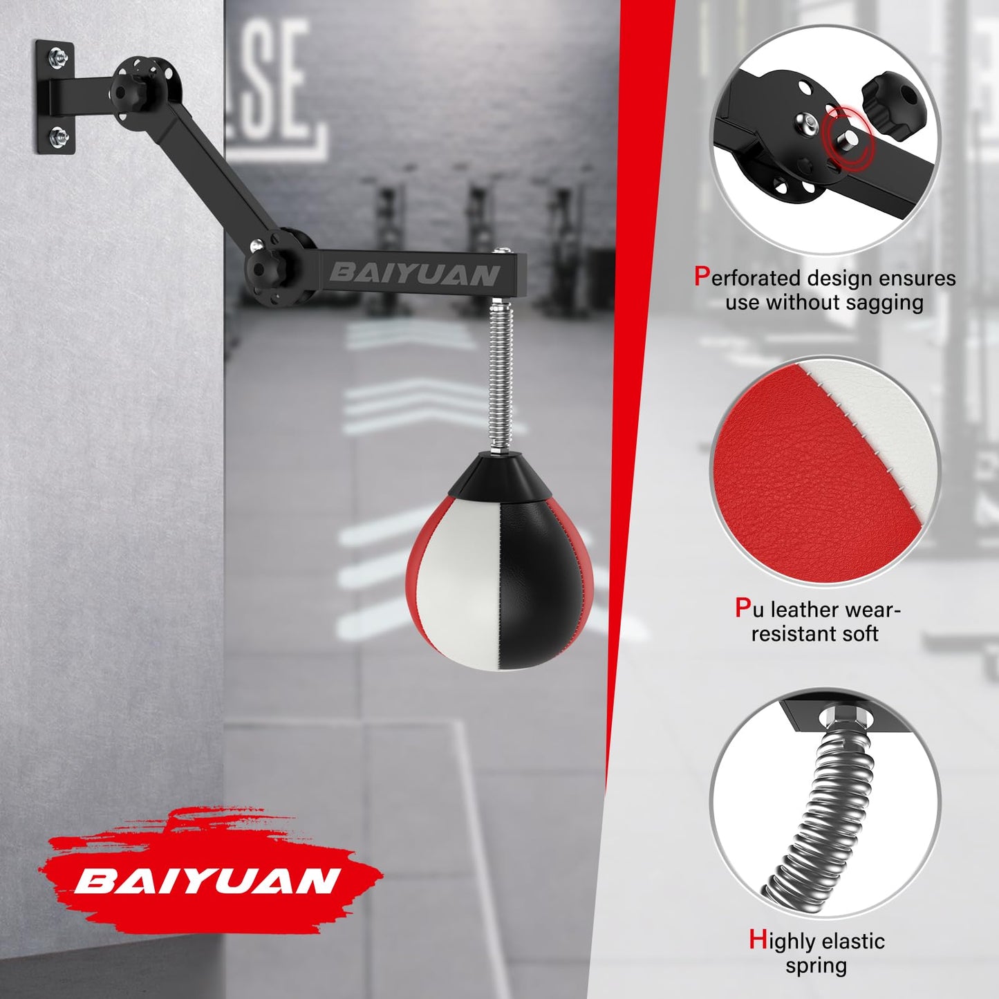 Adjustable Speed Bag for Boxing - Wall Mount Punching Bag Height Adjustable Bracket & Foldable Reflex Ball - Adults Teens and Kids Home Gym Boxing Bag Equipment - Fits Small Spaces