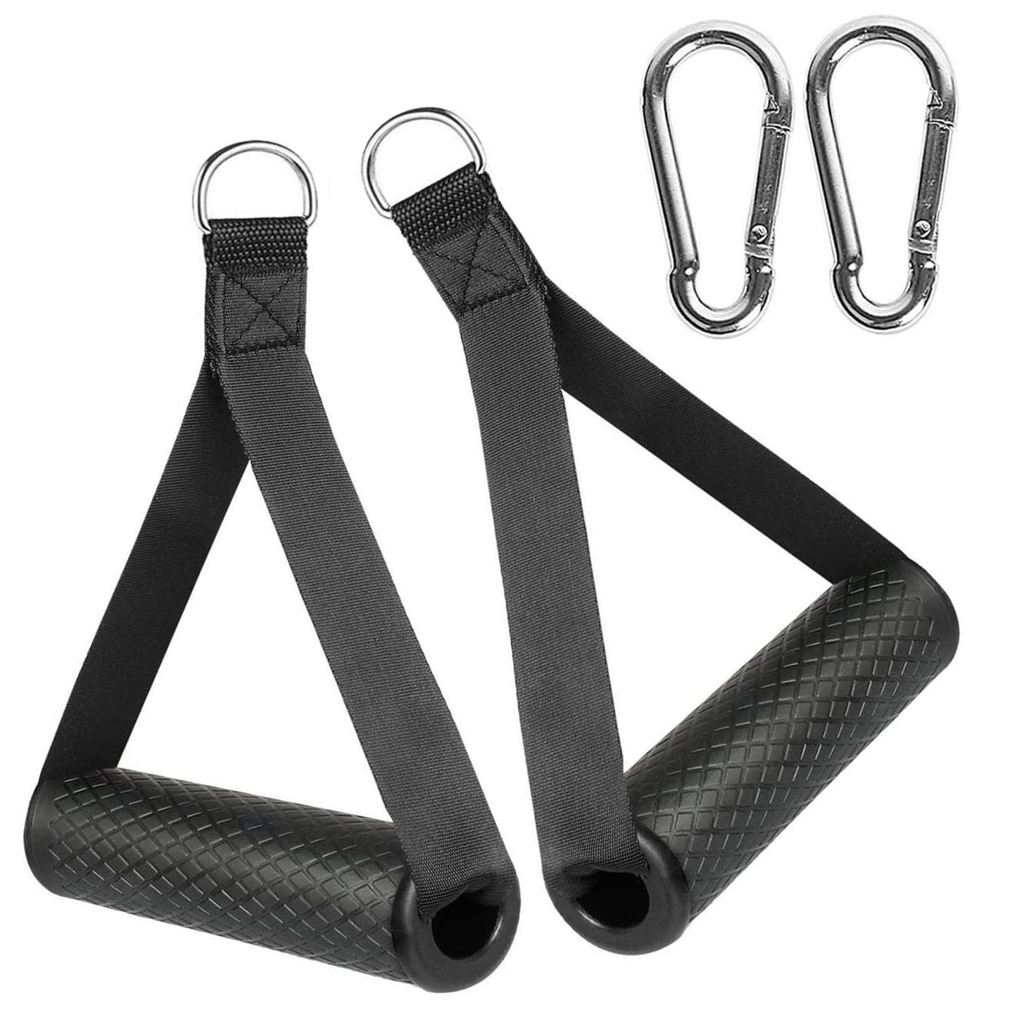Exercise Handle Workout Handle Heavy Duty Grip Resistance Bands Handles Webbing Grip Puller Handle for Cable Machine Attachments Fitness Equipment with 2 Carabiners