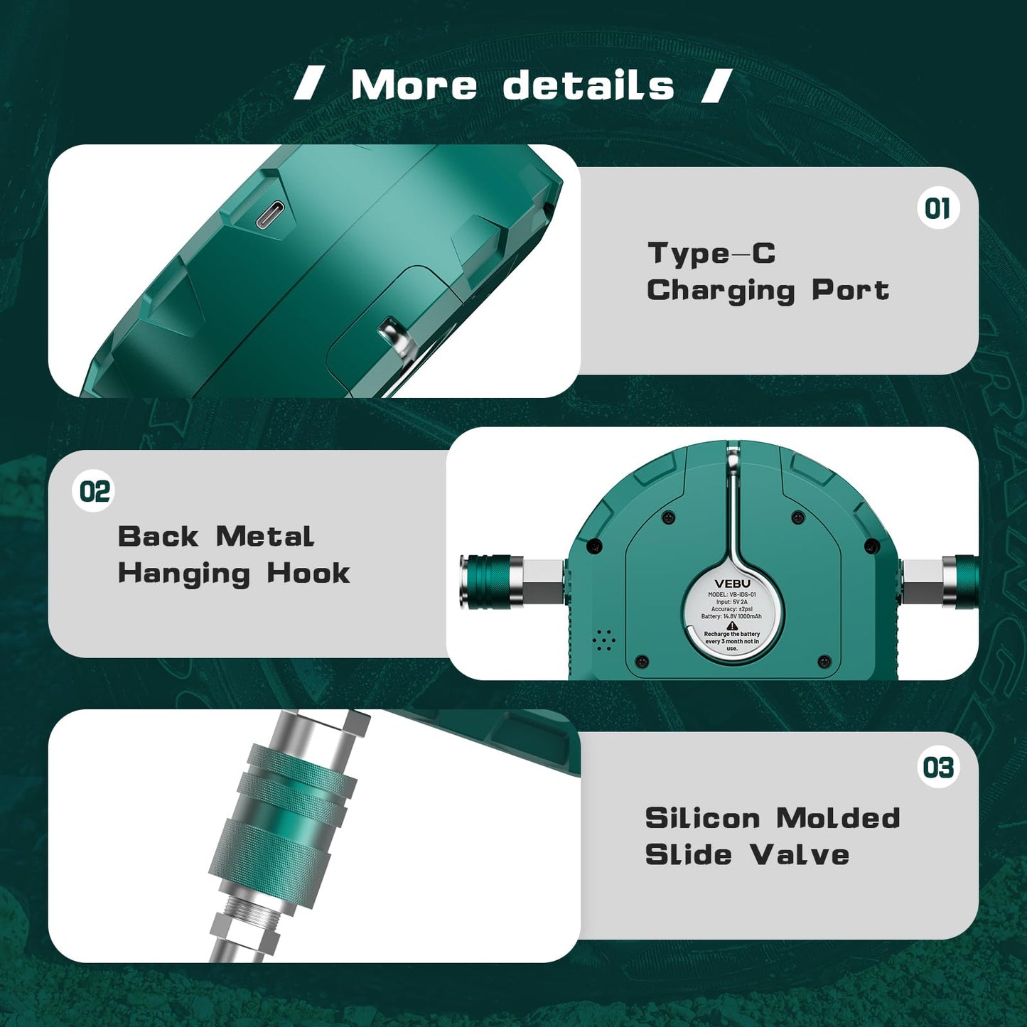 VEBU Air Compressor with 4 Tire Inflation and Deflation System, 10.6CFM Fast Infaltion, Preset Memory and Digital Display