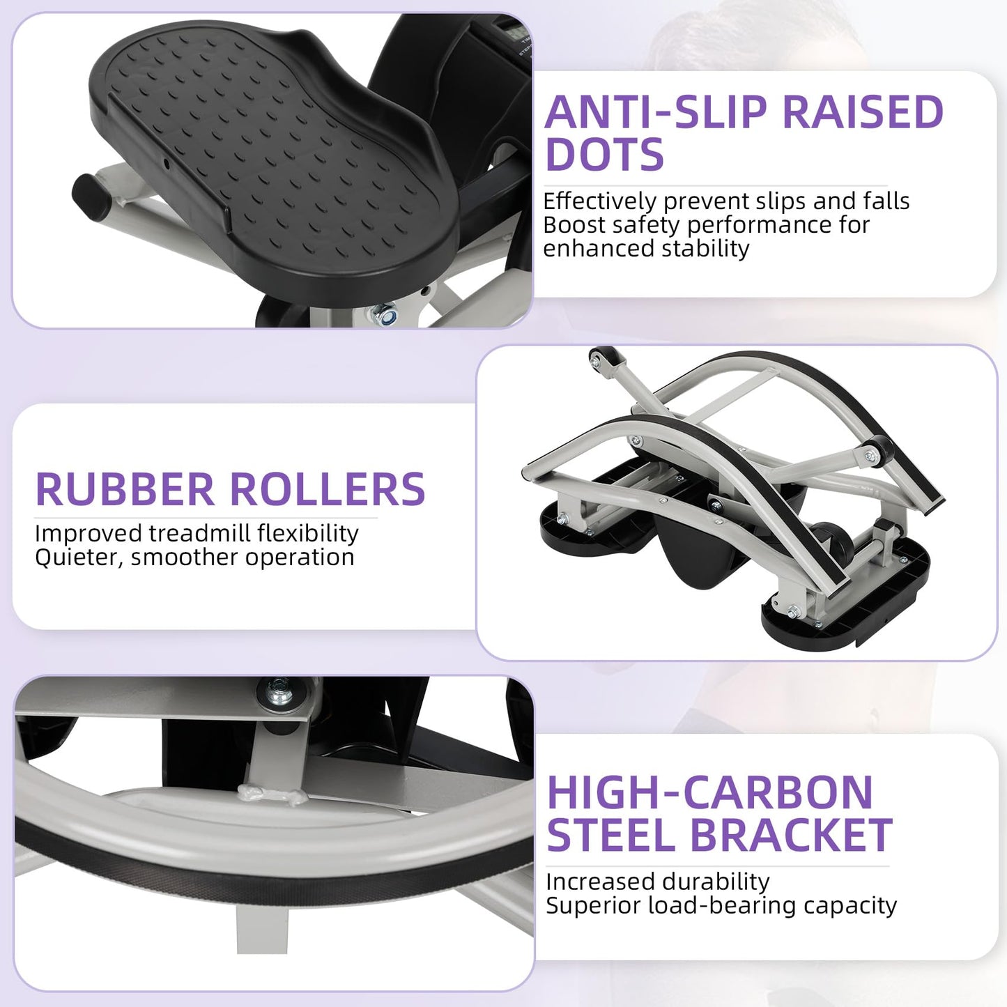 Powants Rock Stepper Side to Side, Rocking Fitness Stepper Home Workout Machine with Resistance Bands for Full Body Workout (Black-Grey)
