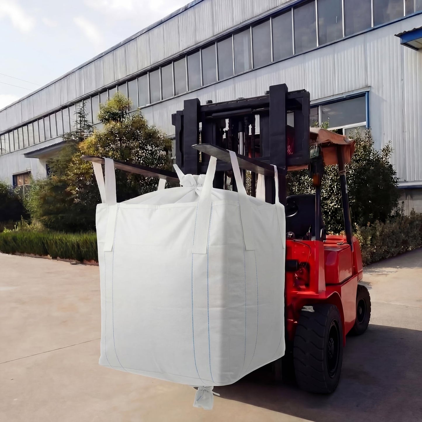 Aliceset 2 Pcs FIBC Sack Bag Bulk 1.5 Ton Bag 3300lbs SWL 35"L x 35"W x 43"H Heavy Duty Large Sand Sacks with Duffle Bottom Handle Polypropylene for Industrial Agriculture Transport Construction