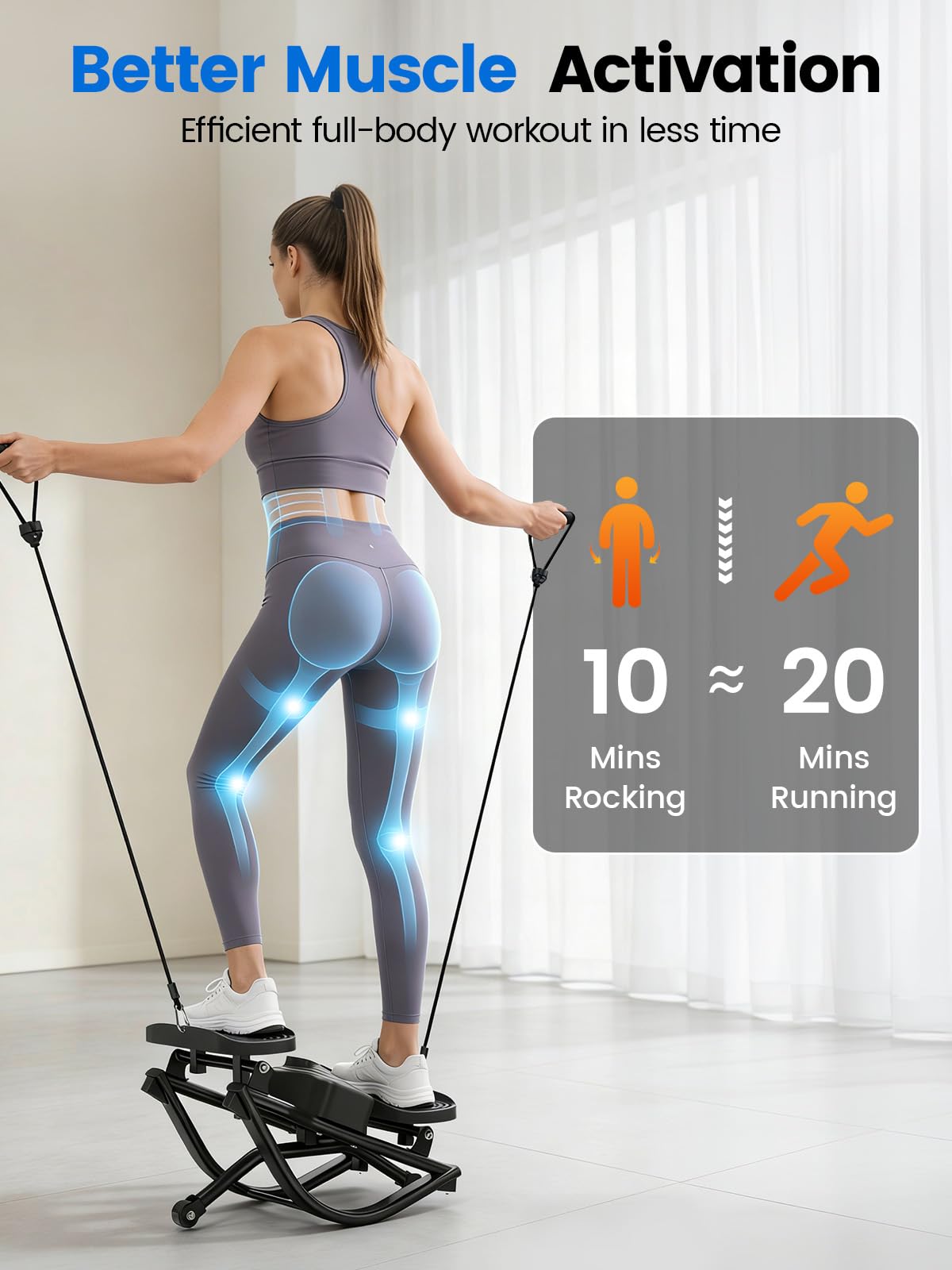 Yagud Rock Stepper for Exercise at Home, Portable Rock Stepper Side to Side with Resitance Bands,Full Body Workout Stepper Exercise Machine Low-Impact Knee-Friendly for Office
