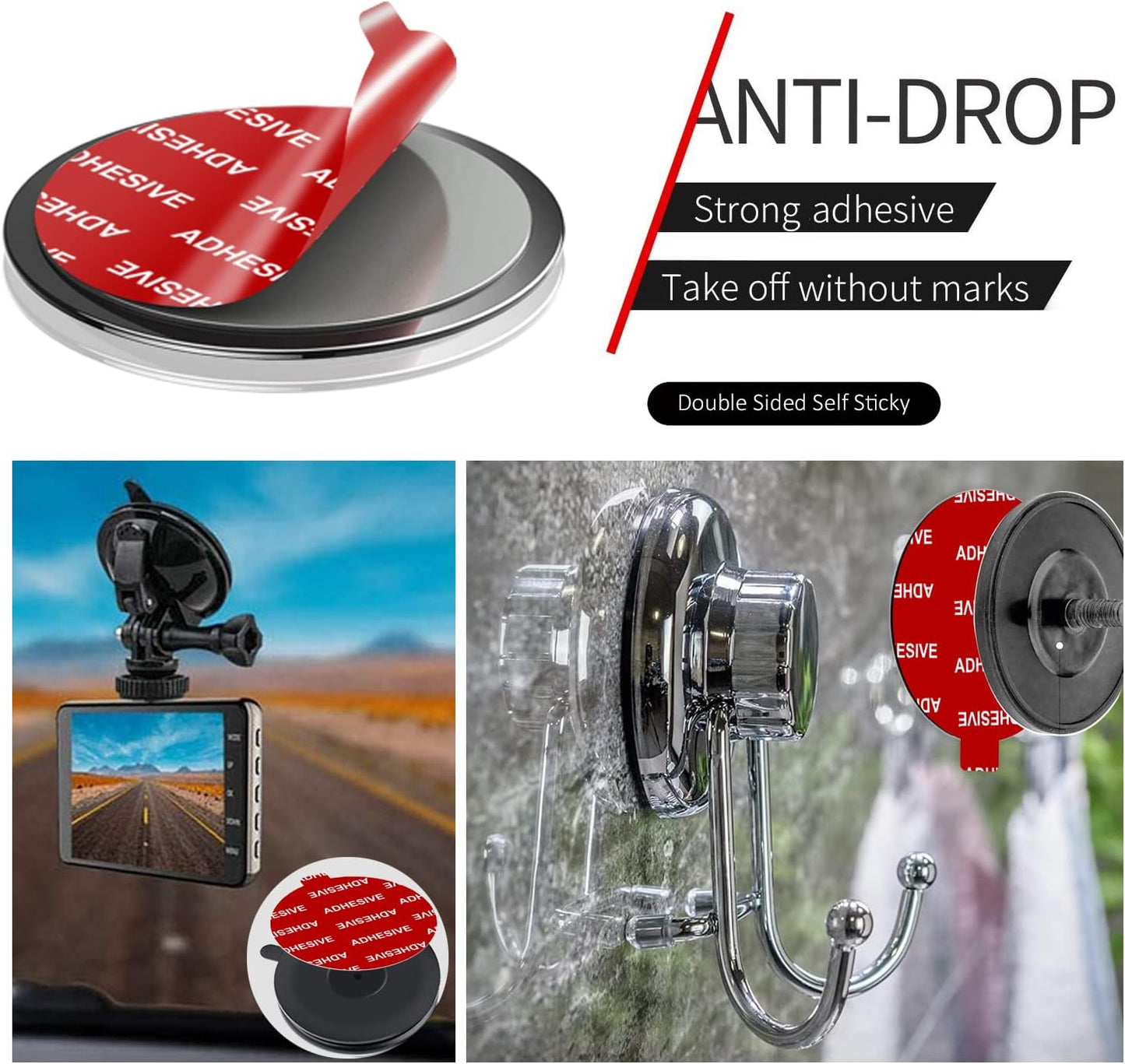AZXYI 6 80mm(3.15 inches) PCS Windshield Mount Adhesives for Suction Cup Mount, Circle Double-Sided Sticker Pads