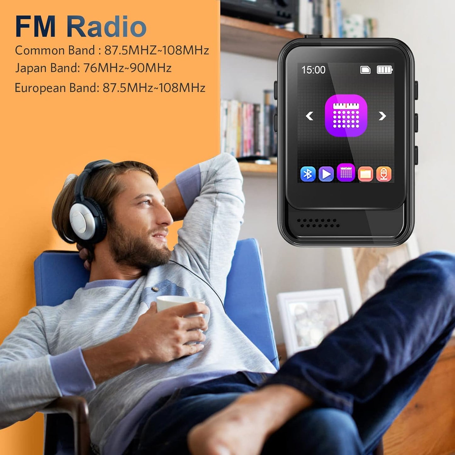 Colorcool MP3 5.3,Portable MP3 512GB Player with Bluetooth Music Player with Speaker and Micro SD Card Slot Player