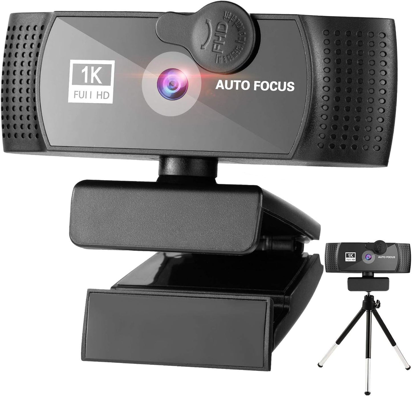 RERBO 1080p 120-degree Webcam Full HD Camera with Microphone, AutoFocus Wide Angle Web Camera with Tripod Stand