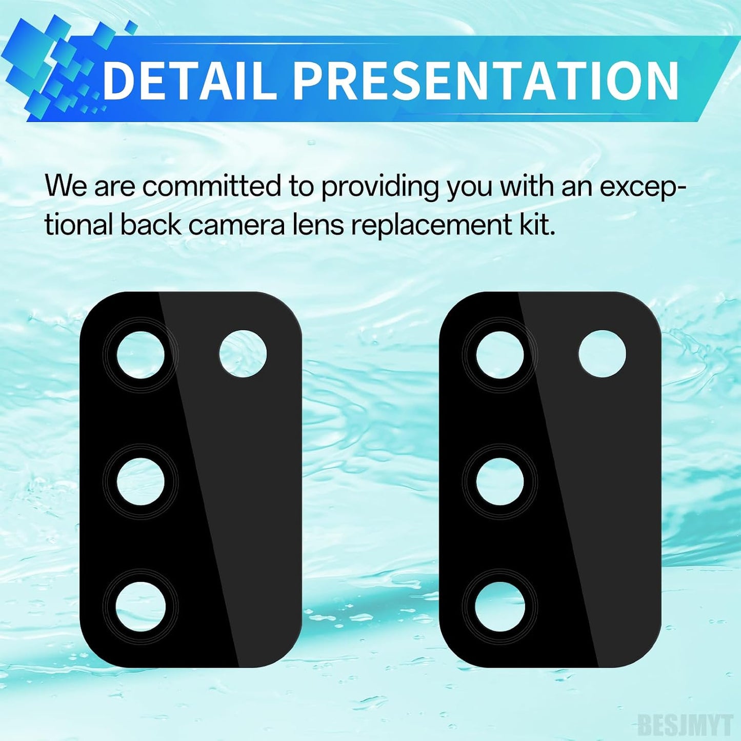 BESJMYT 2 Pack A02s A02s SM-A025U SM-A025U1 Rear Camera Lens Replacement for Samsung Galaxy Adhesive Back Camera Glass
