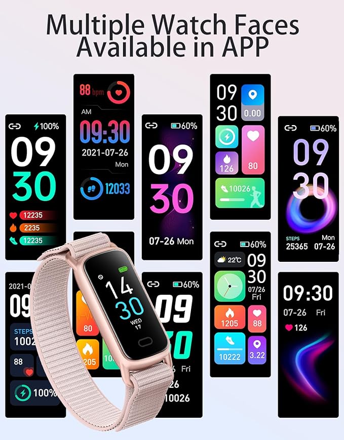 Fitness Tracker for Women Men, Fitness Watches with Heart Rate SpO2 Sleep Tracking,16 Sports Modes, SMS/SNS Notification Reminder IP68 Waterproof Activity Tracker for Android iOS Phone