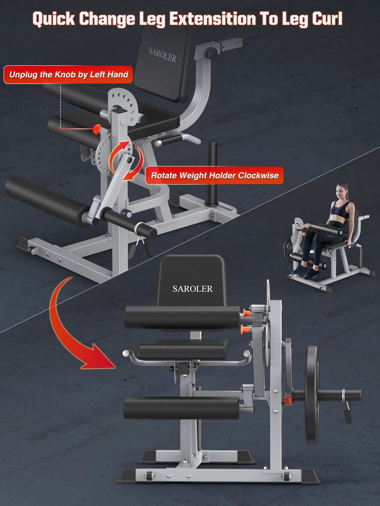 Leg Extension and Curl Machine, Lower Body Leg Press Machine,3-in-1 Home Gym Wrokout,Target Quadriceps and Hamstring Muscles