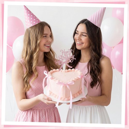 Coquette Bow Cake Toppers - 18 PCS Pink Ribbon Bows with 1 Happy Birthday Topper | Perfect for Weddings, Showers & Birthdays