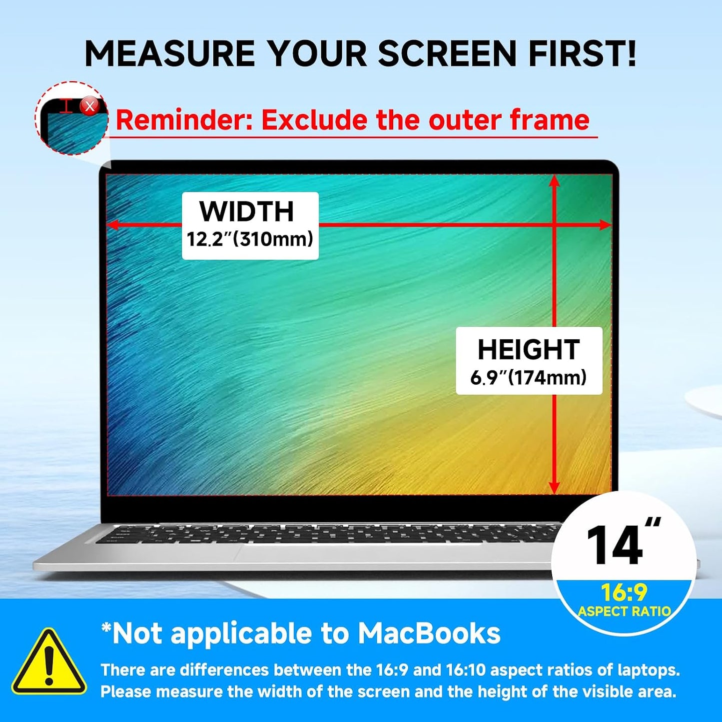 14 Inch 16:9 Laptop Privacy Screen Aspect Ratio, Laptop Screen Privacy Shield Compatible With Lenovo Hp Dell Acer Asus