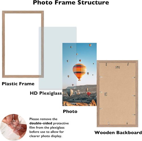 JCJMY 8.5x14 Rustic Brown Picture Frame - Versatile Wall Mounting for Horizontal or Vertical Display