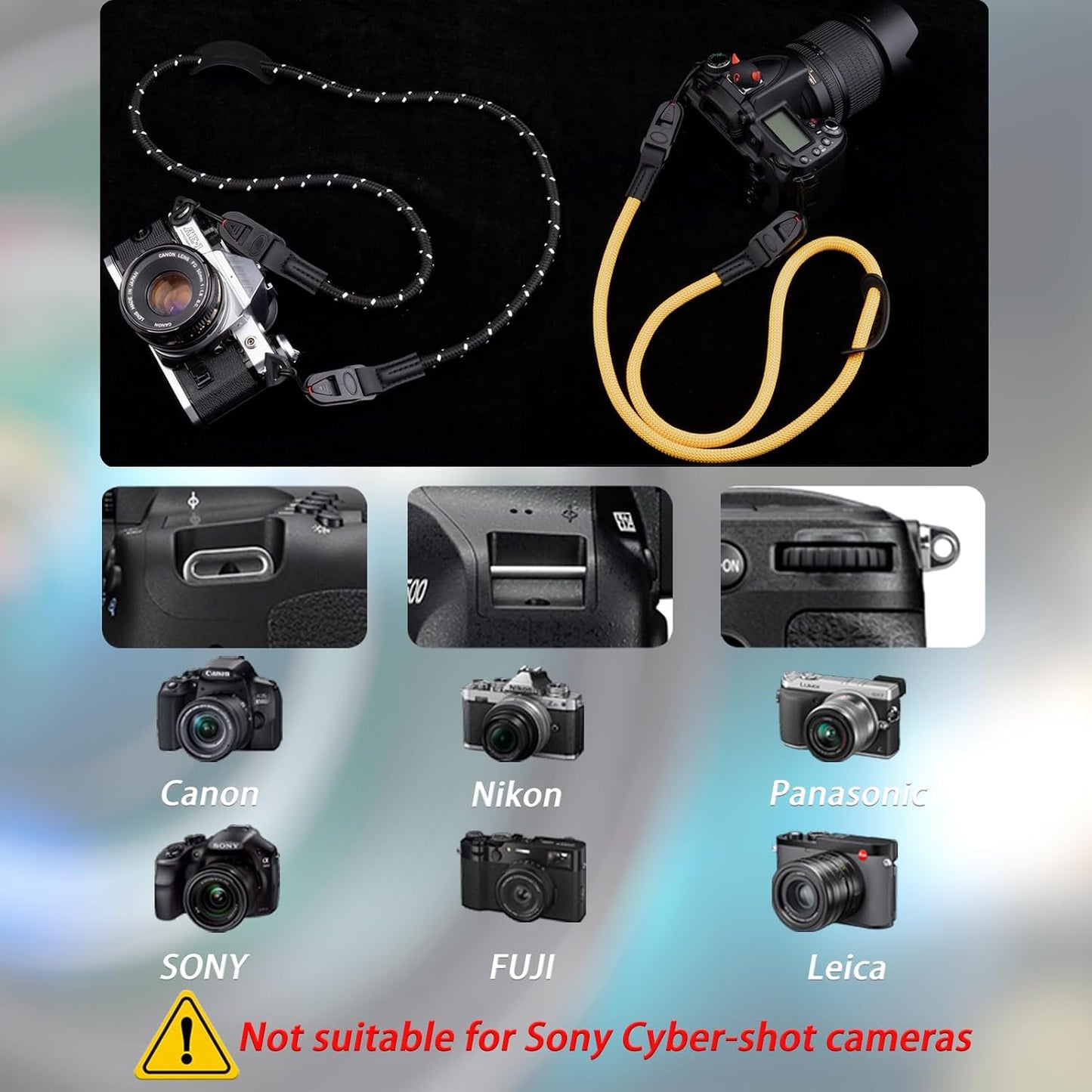 VKO Quick Release Vintage Camera Strap - Cute QD Nylon Neck & Shoulder Strap for DSLR