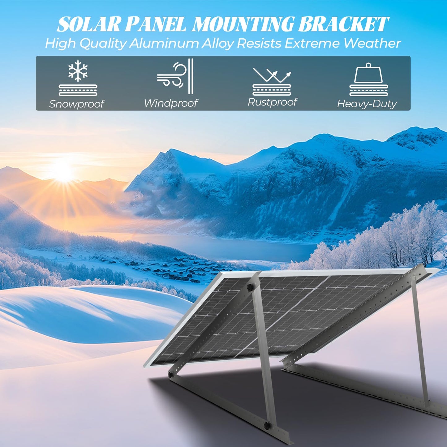 45inch Solar Panel Mounting Brackets, 4 Sets Solar Panel Mounting Kit for 100-400 Watts Solar Panel, 0 to 90° Adjustable Solar Panel Mounting Rails, Lightweight Aluminum Solar Panel Stand