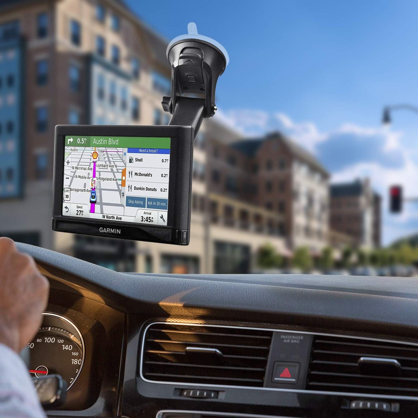 1Zero (2-Pack) GPS Suction Cup Mount for Garmin [Quick Extension Arm], Replacement GPS Dash Ball Mount Dashboard
