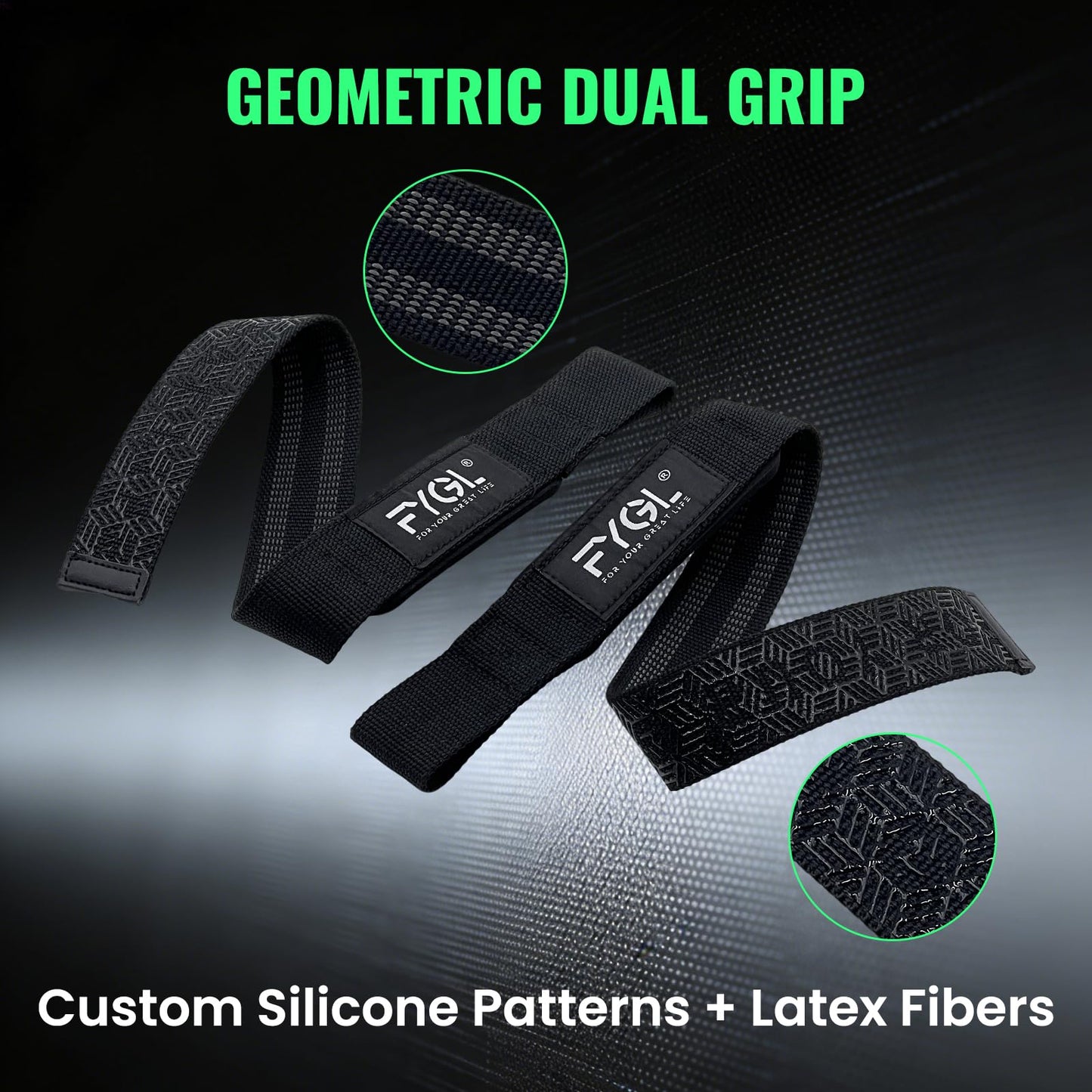 FYGL Lifting Straps for Gym – Heavy Duty Wrist Straps for Weightlifting, Deadlifts & Pull-Ups – Padded Gym Straps with Anti-Slip Grip for Men & Women, Workout Accessories for Strength Training (Black)