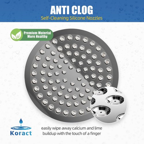 Koract Shower Head High Pressure Rain Premium Luxury Design Anti-Clogging Silicone Nozzles Adjustable Replacement for Bathroom Shower Heads (Luxury Polished Chrome 6" Round)