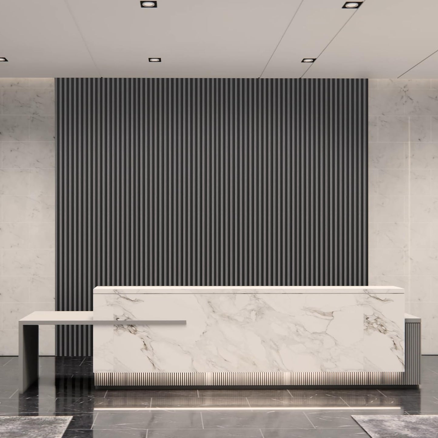 Art3d 8-Pack WPC Wood Slat Wall Panel for Interior Wall Décor, 3D Wood Fluted Acoustic Wall Paneling for Living Room Bedroom Home & Office Accent Wall Decor - 96 x 6 Inch Grey