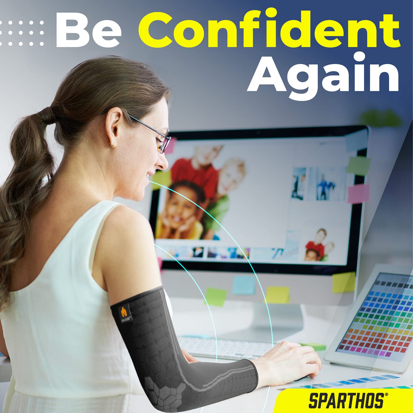 Sparthos Arm Compression Sleeve - Elbow Braces for Recovery, Support for Athletic Sports Running Tennis Baseball Lifting Volleyball Shooting Weightlifting Golf - Mens and Womens (Black-S)
