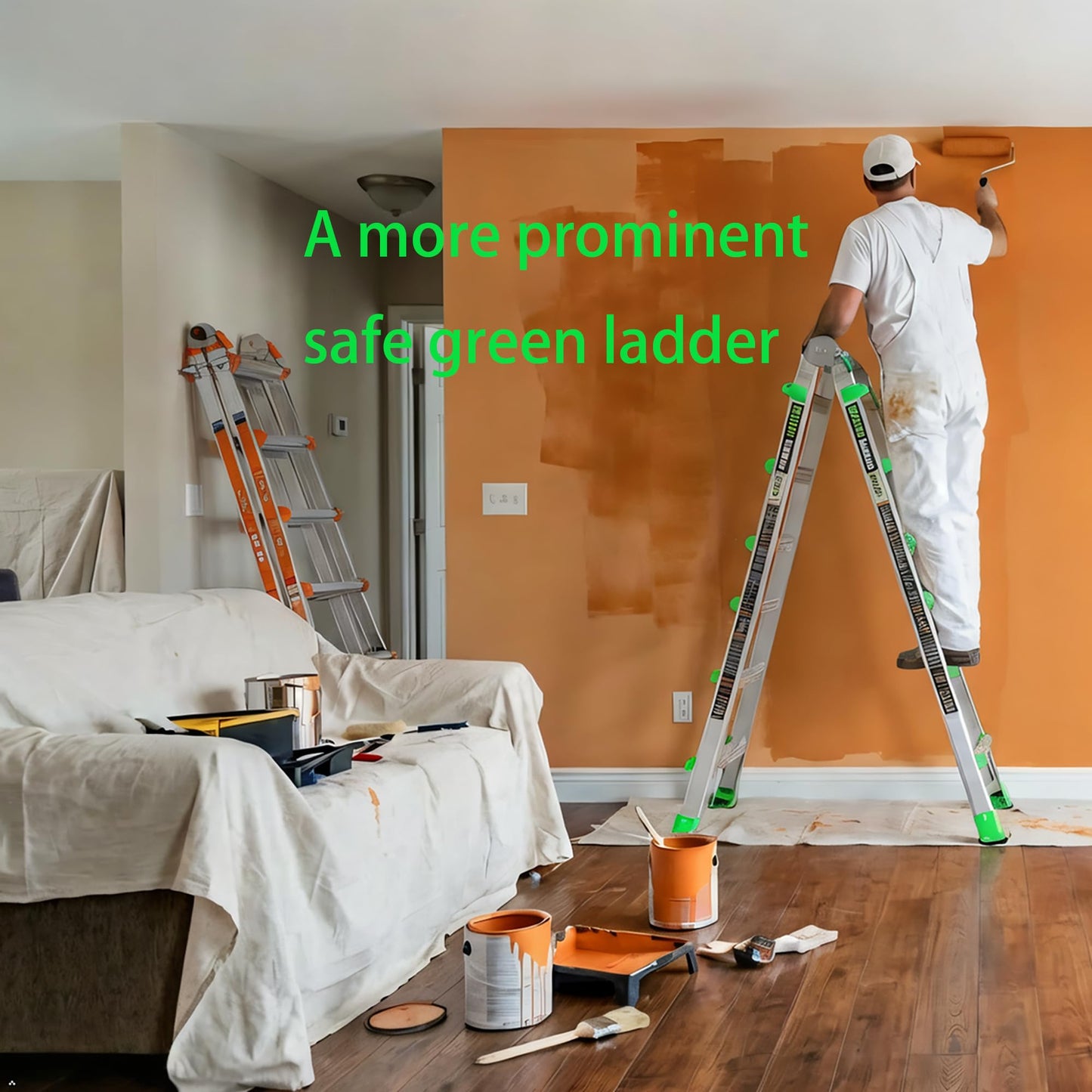 WDOT Ladder, Extension Ladders for Home Stairs 14 Ft, 4 Step Multi Position A Frame Ladder with Stabilizer Bar, Compact Folding, 330 lbs Telescopic Aluminum Adjustable Ladders, Escaleras para Casa